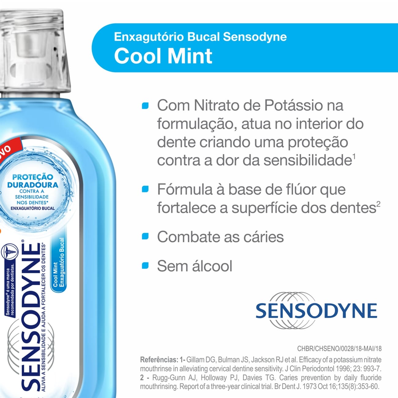 Sensodyne Coolmint Enxaguatrio Bucal para Dentes Sensveis com 500ml