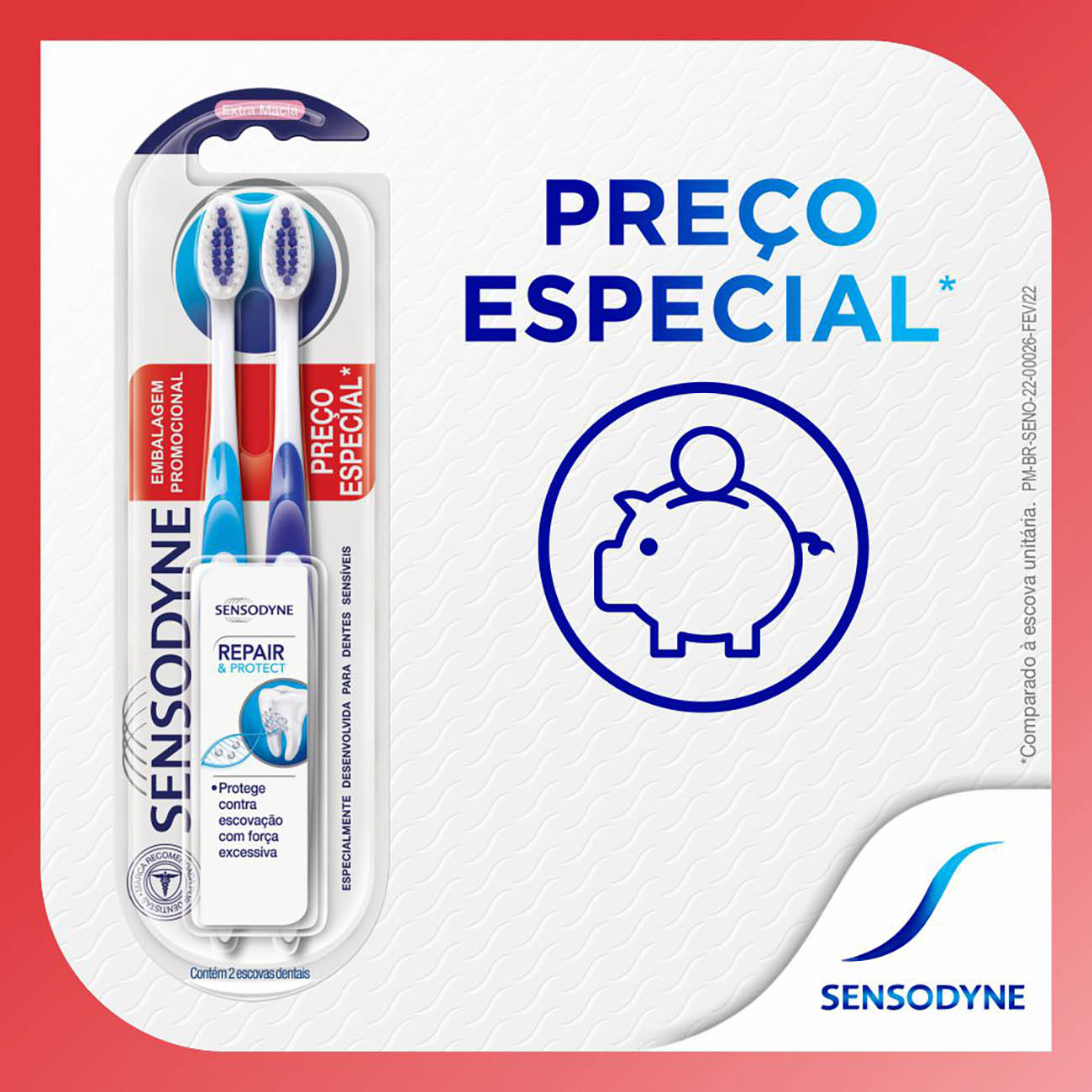 Kit Promocional Sensodyne Repair & Protect com duas Escovas Dentais para Dentes Sensveis