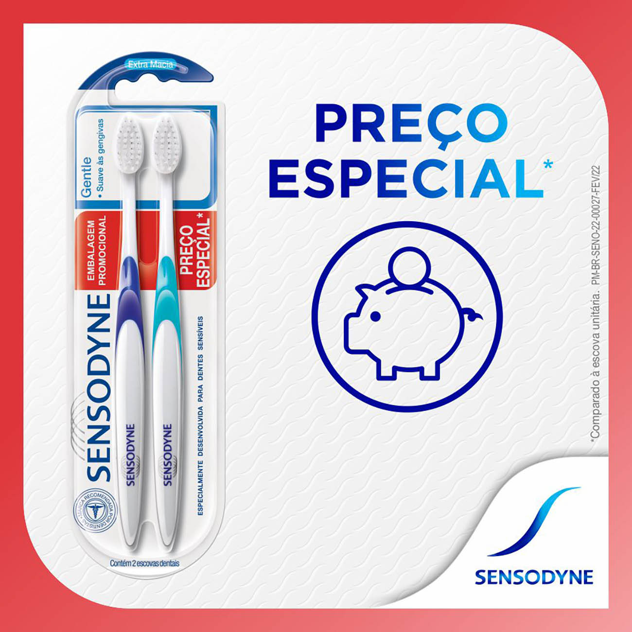 Kit Promocional Sensodyne Gentle com duas Escovas Dentais para Dentes Sensveis
