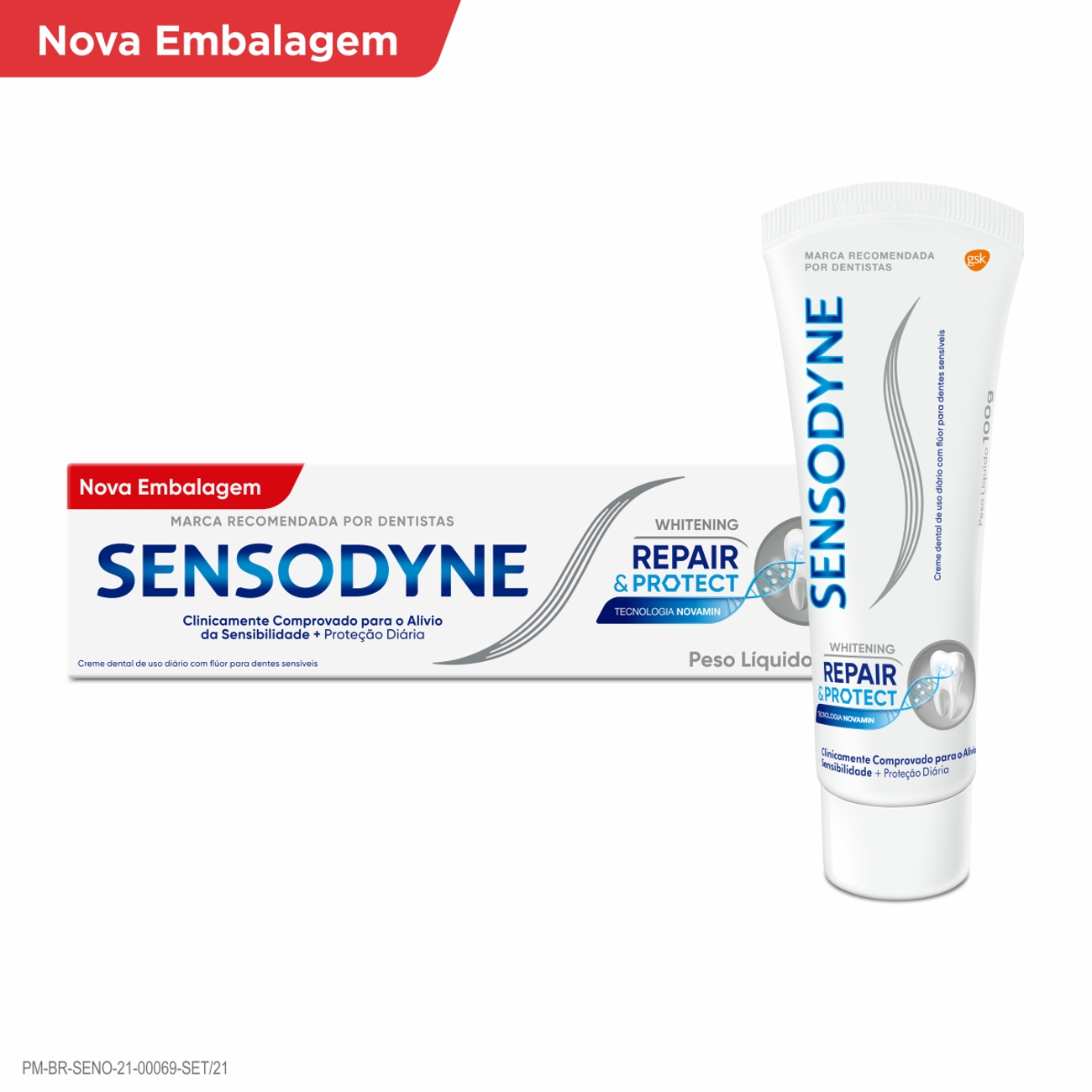 Sensodyne Repair & Protect Whitening Creme Dental para Dentes Sensveis 100g