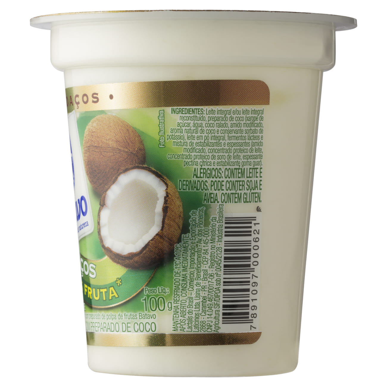 Iogurte Integral com Preparado e Pedaos de Coco Batavo Pedaos Copo 100g