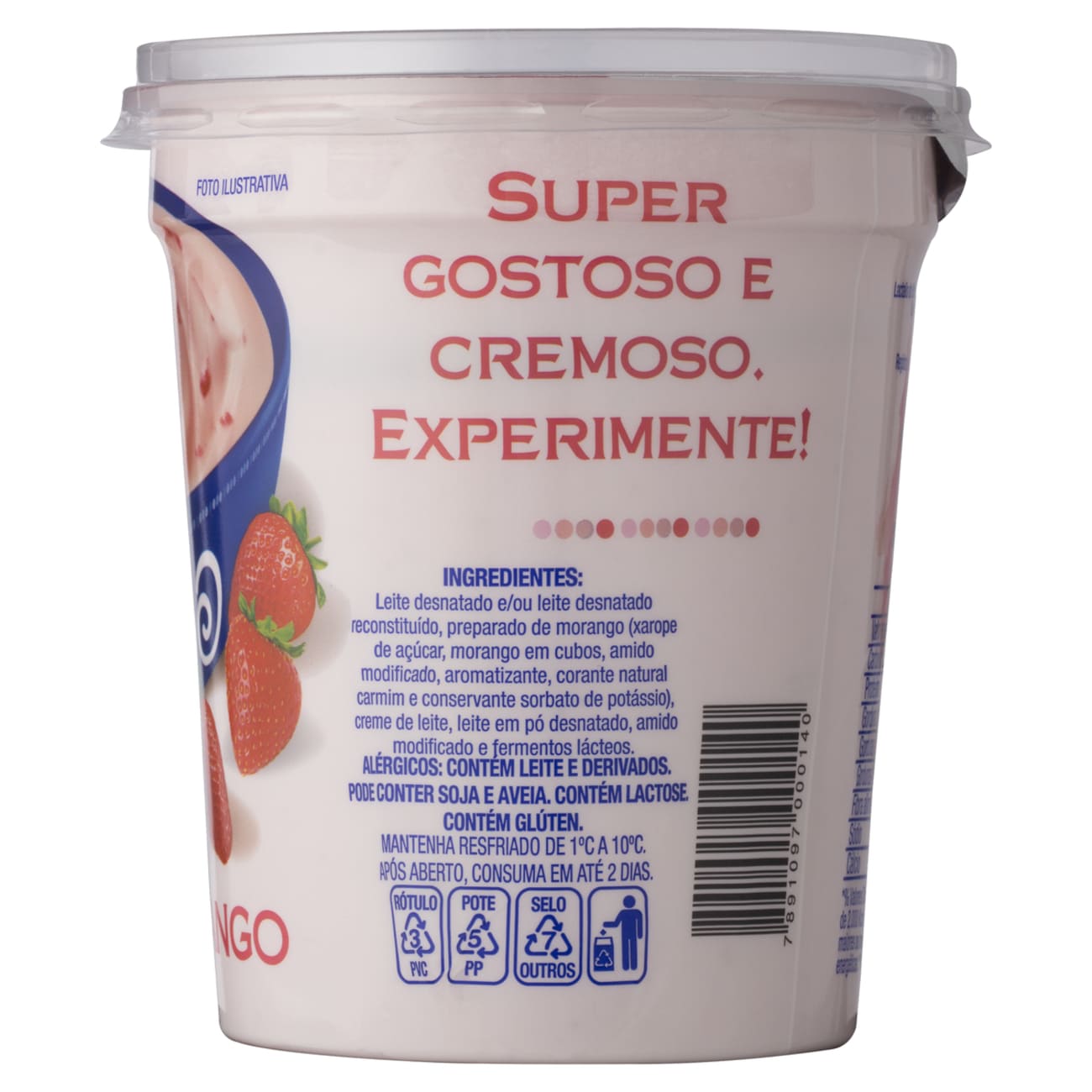Iogurte Grego com Creme Preparado de Morango Batavo Pote 500g