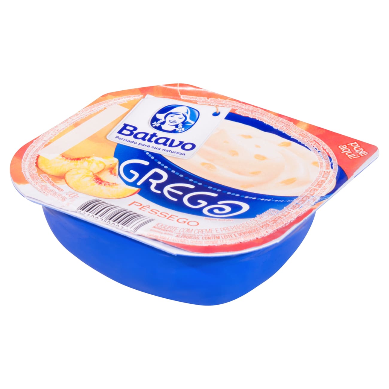 Iogurte Grego com Creme e Preparado de Pssego Batavo Pote 100g