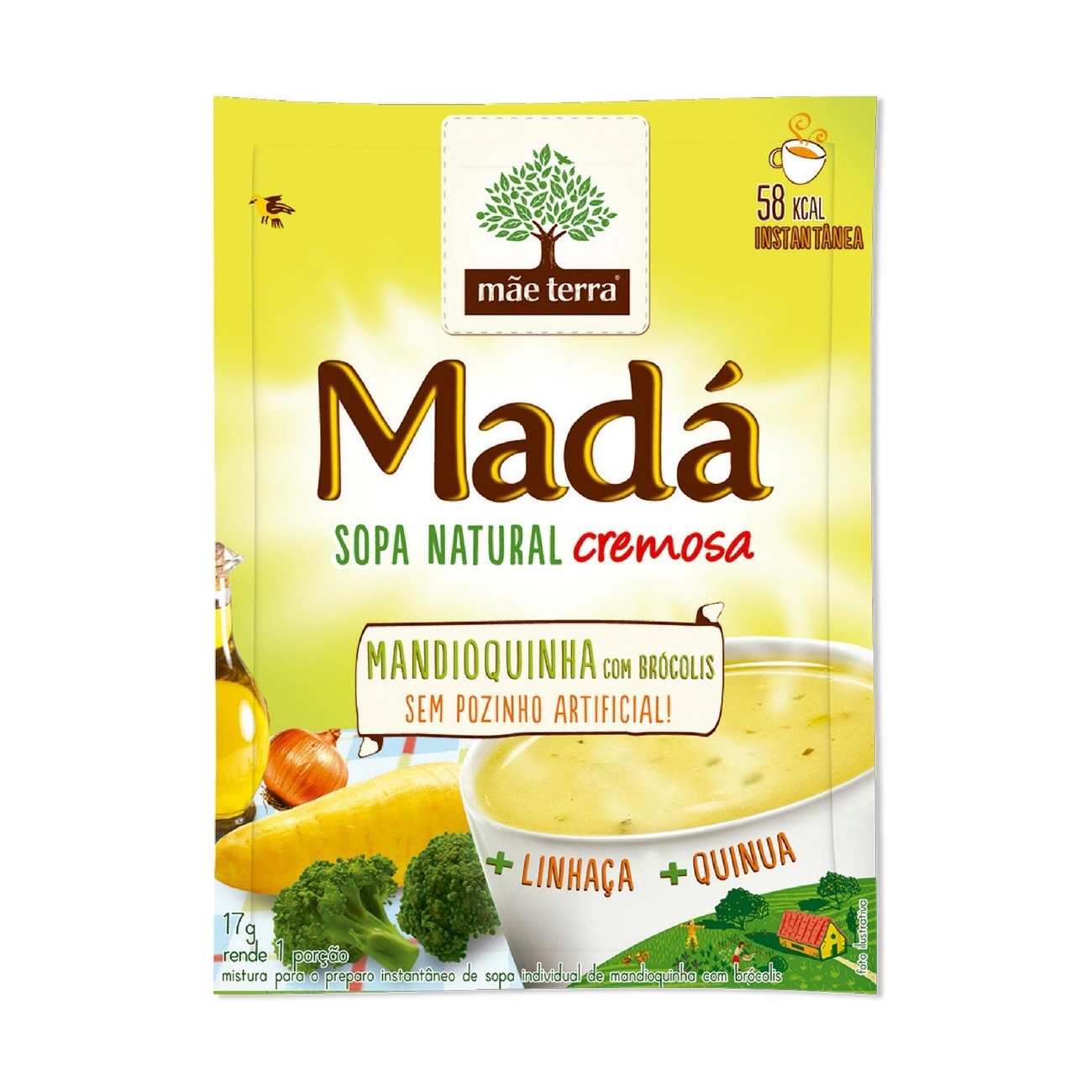 Sopa instantânea Natural Madá Mandioquinha com Brócolis 17g | Display