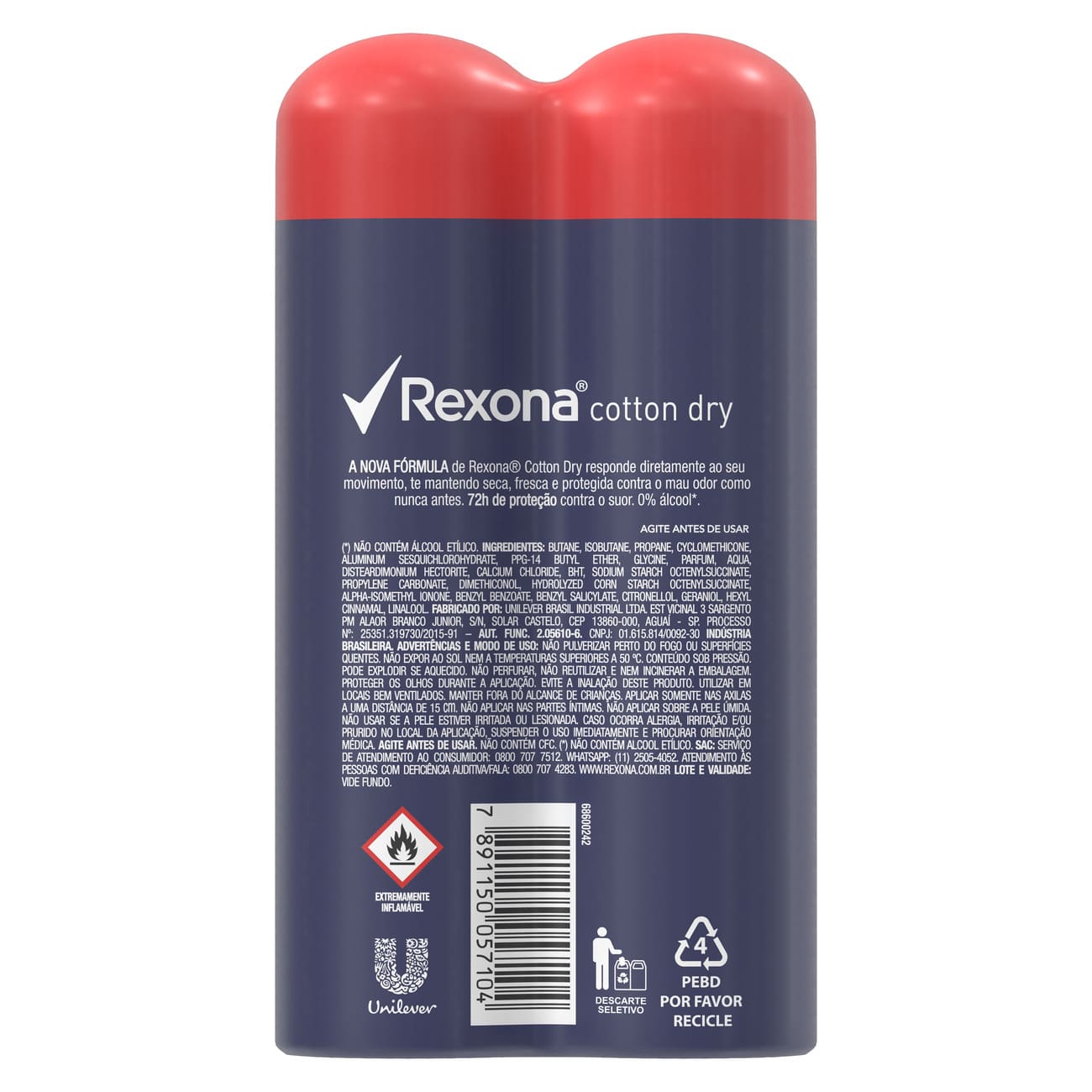 Oferta 2 Desodorantes Antitranspirantes Rexona Cotton Dry 72 horas 150mL