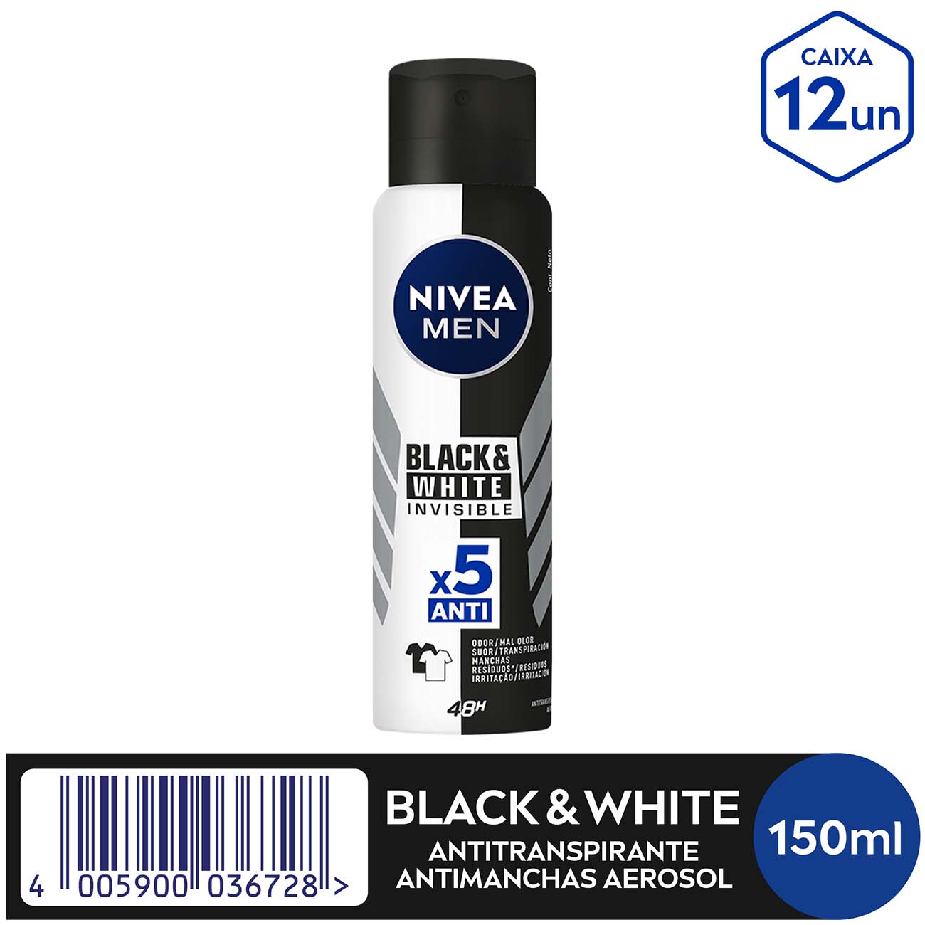 Desodorante Antitranspirante Aerosol NIVEA Invisible for Black & White 150mL