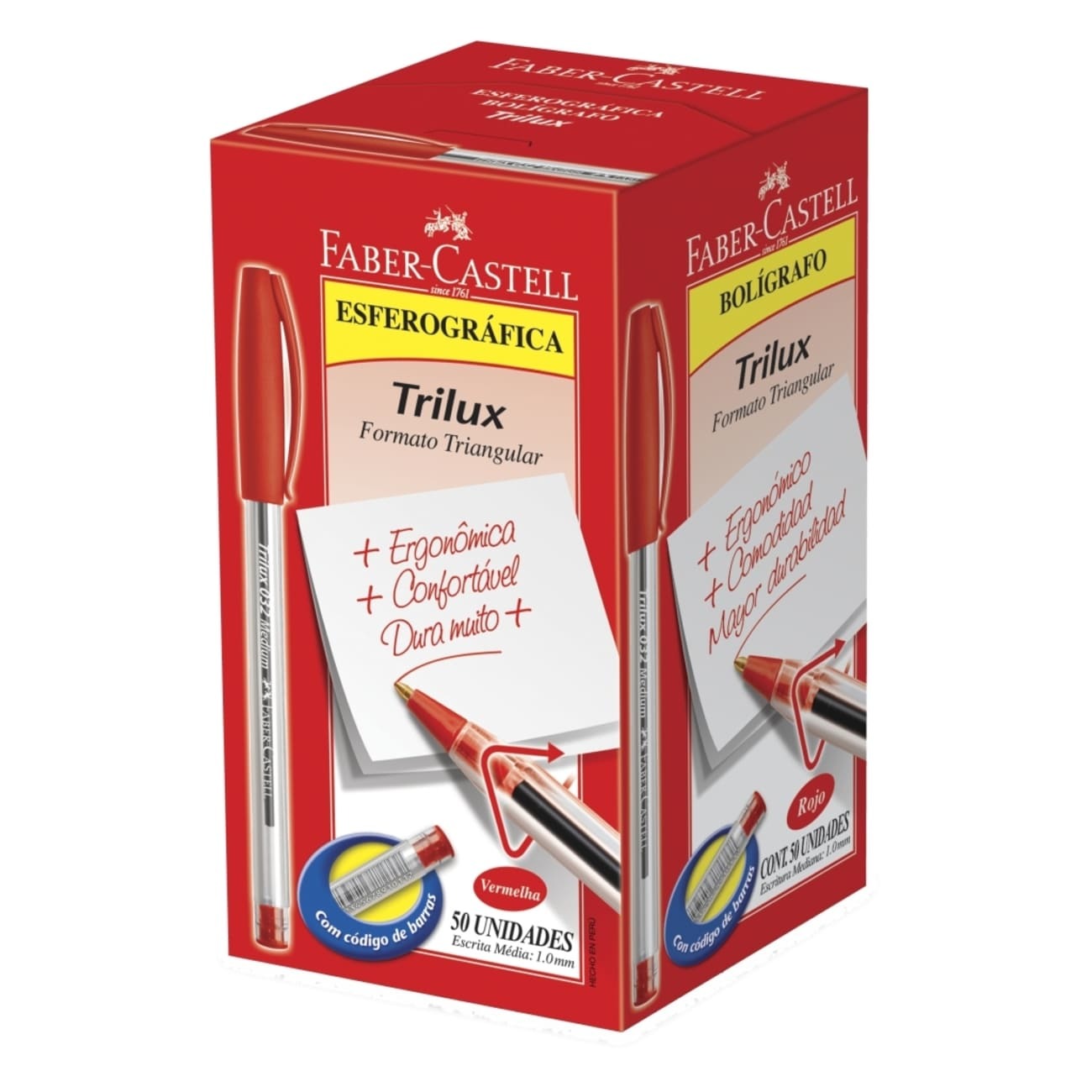 Caneta Esferogrfica Faber-Castell Trilux 1.0 Vermelha 1 Cx C/ 50 Un