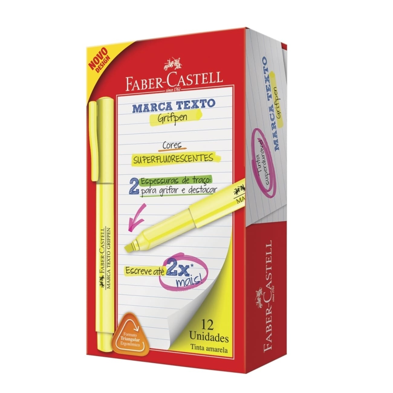 Marca Texto Faber-Castell Grifpen Amarelo 1 Cx C/ 12 Un
