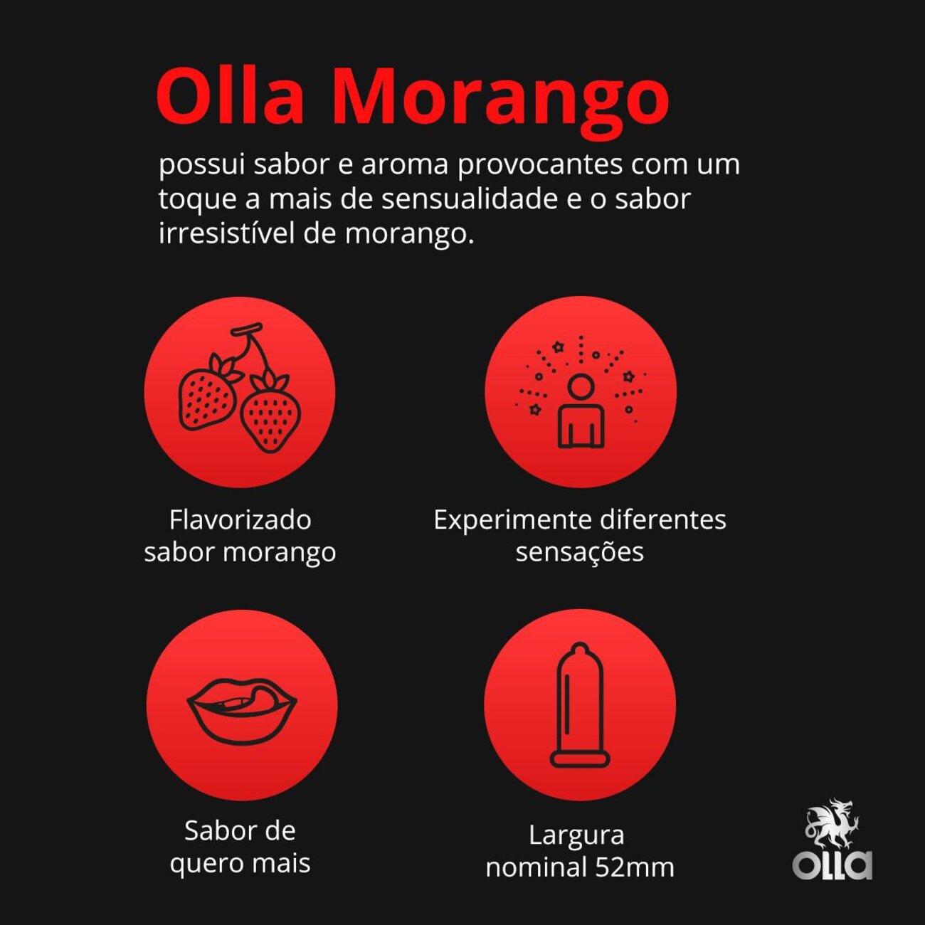 Preservativo Camisinha Olla Sabor Morango - 6 Unidades