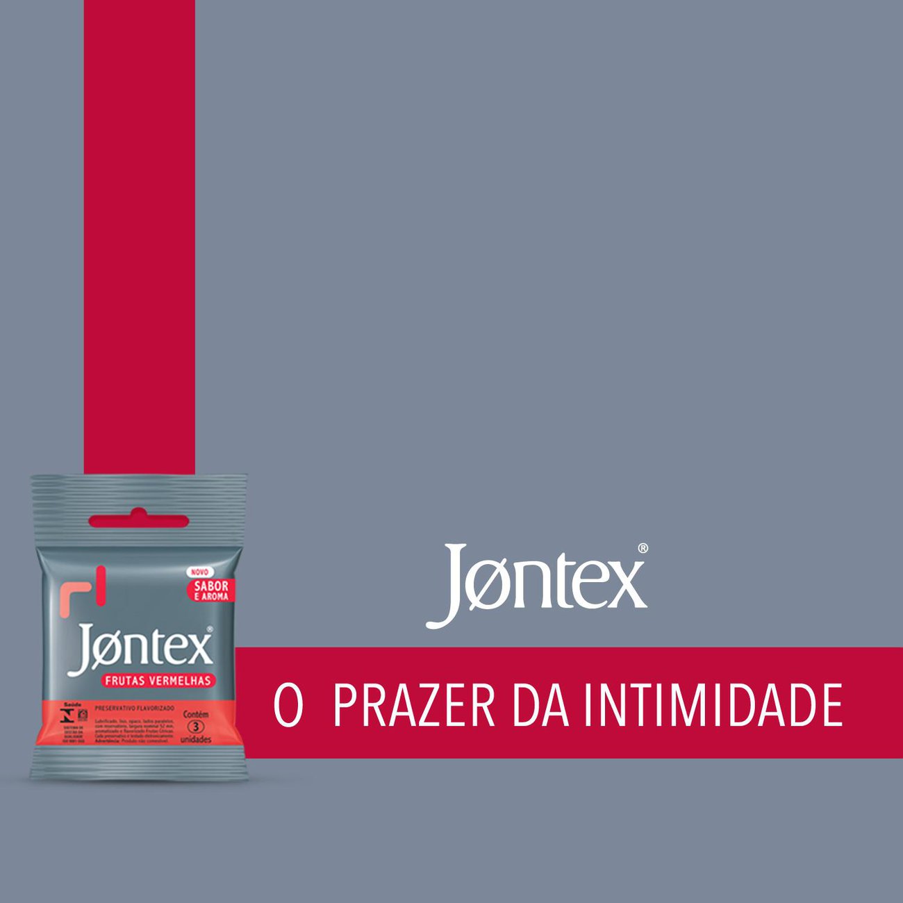 Preservativo Camisinha Jontex Sabor Frutas Vermelhas - 3 Unidades