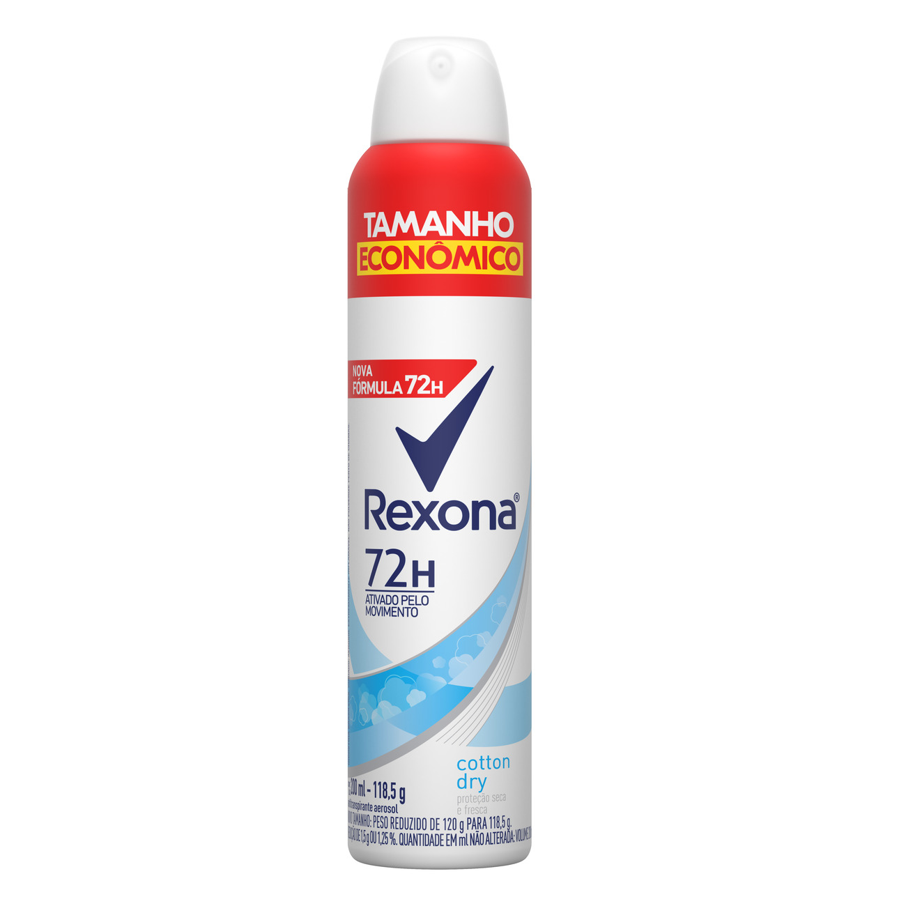 Desodorante Antitranspirante Aerosol Rexona Feminino Cotton Dry 72 horas 200mL