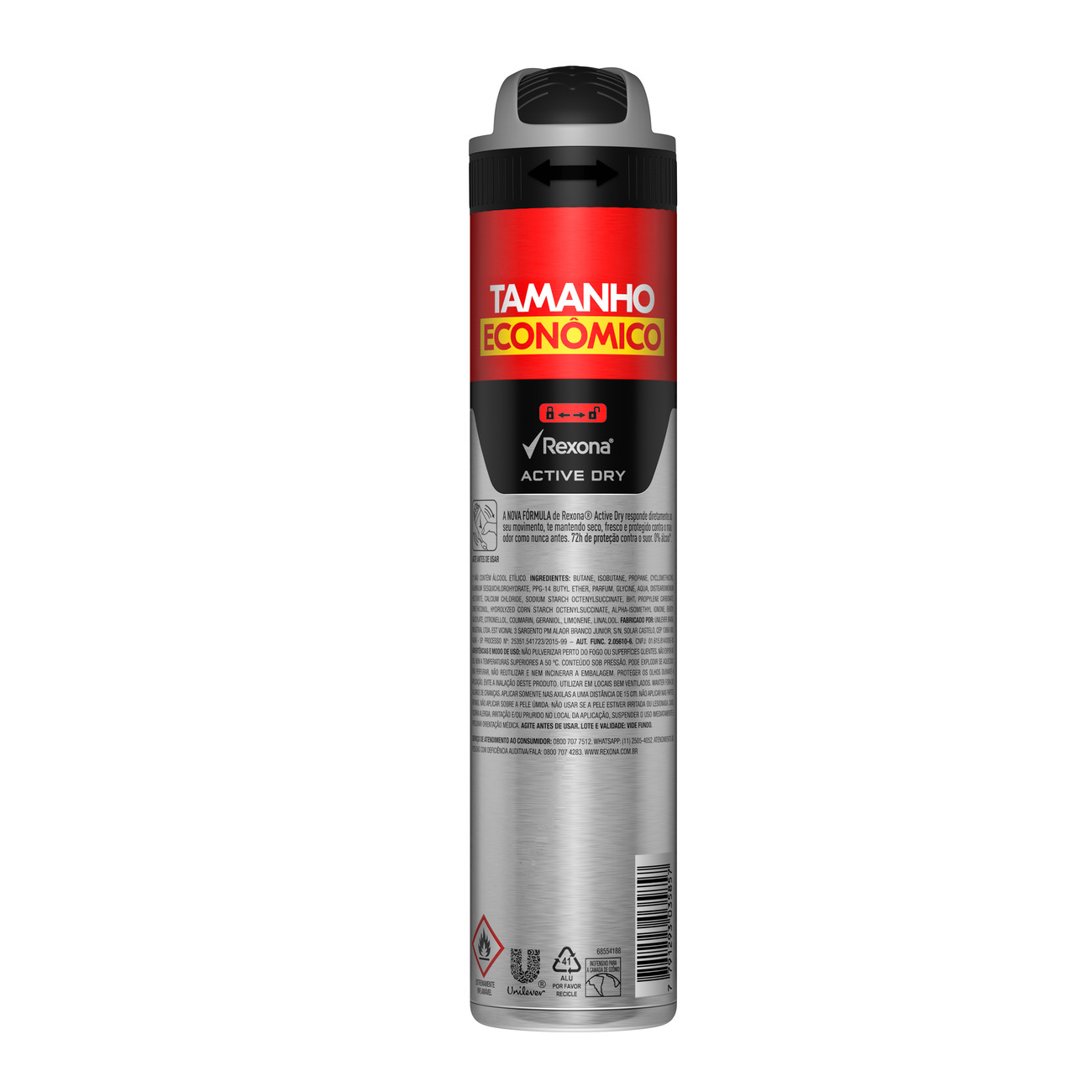 Desodorante Antitranspirante Aerosol Rexona Men Active Dry 72 horas 150mL