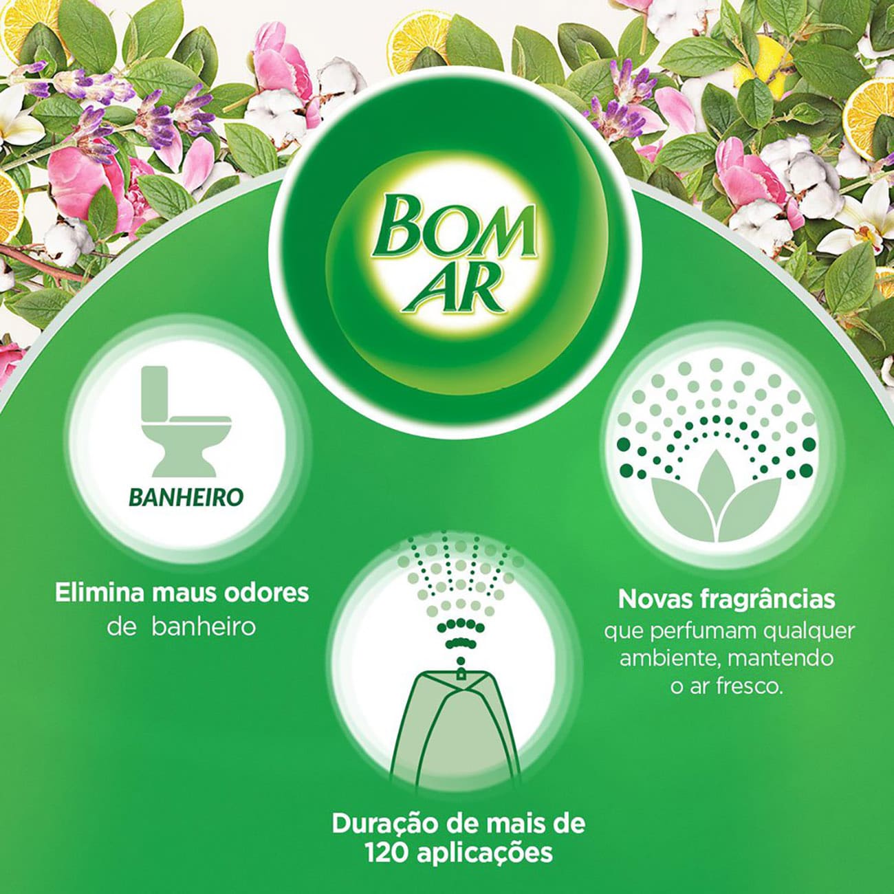 Aromatizador Bom Ar Click Spray Refil Flor de Algodo 12mL