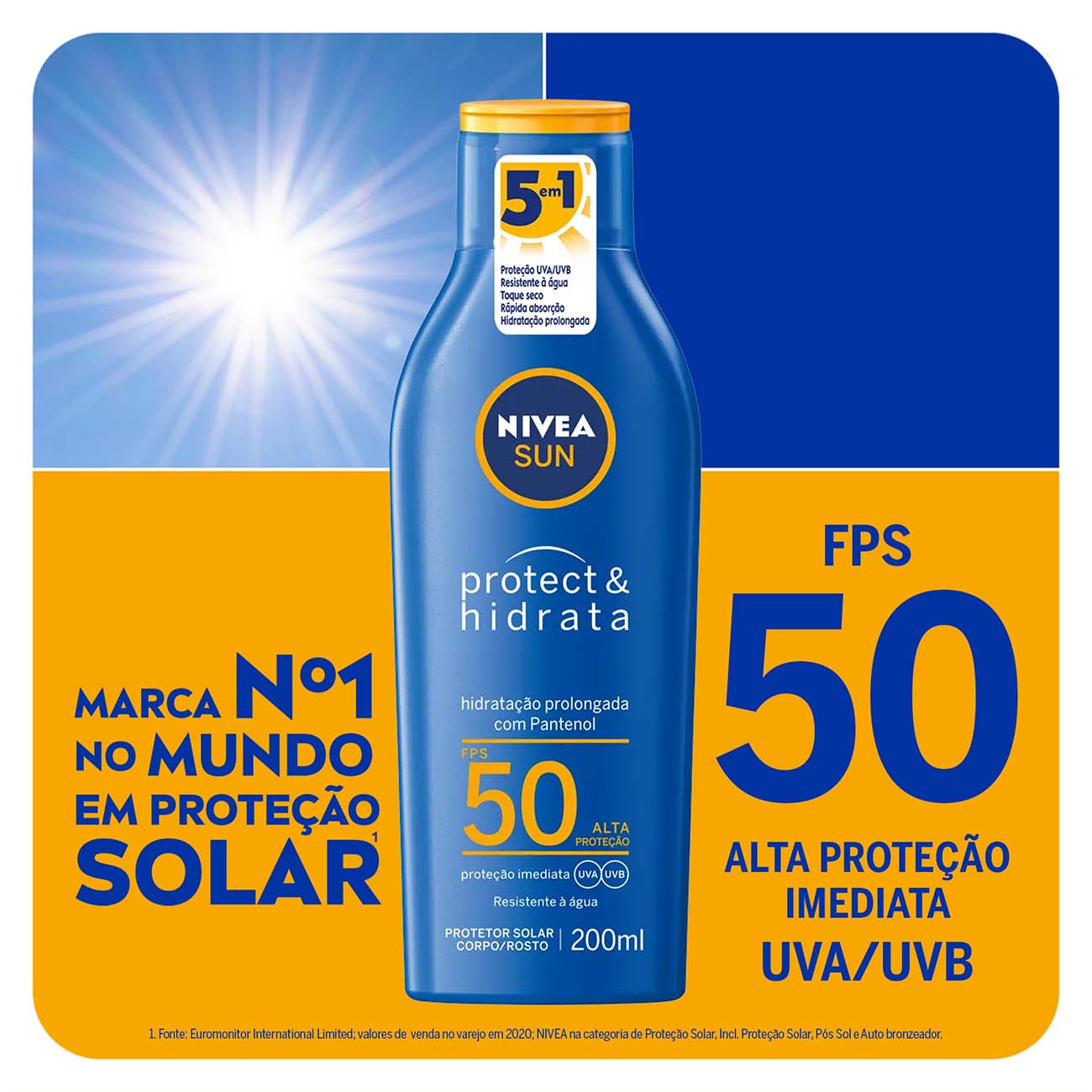 Protetor Solar NIVEA Sun Protect & Hidrata FPS50 200mL
