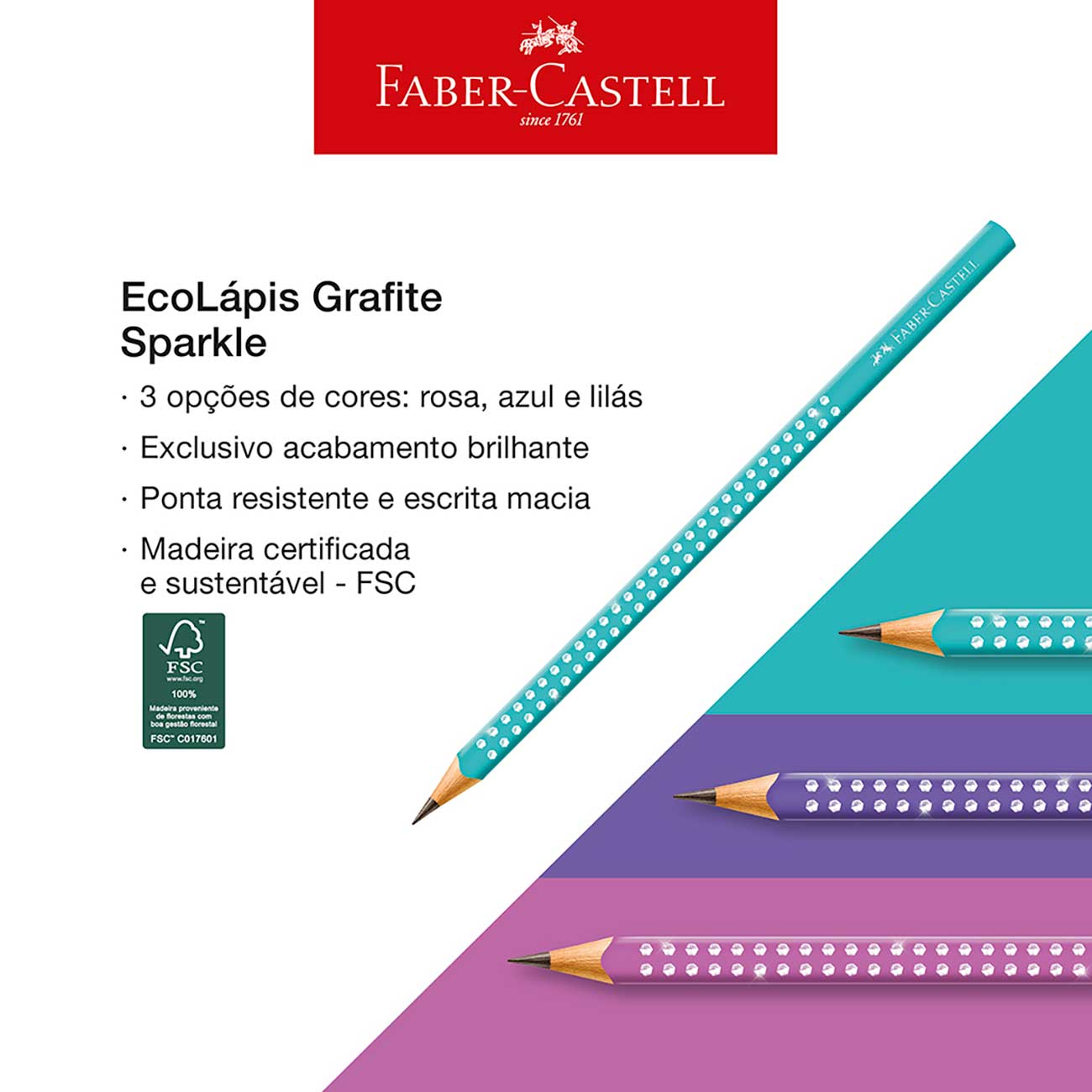 Ecolpis Faber-Castell Grafite Sparkle Rosa 6 Unidades