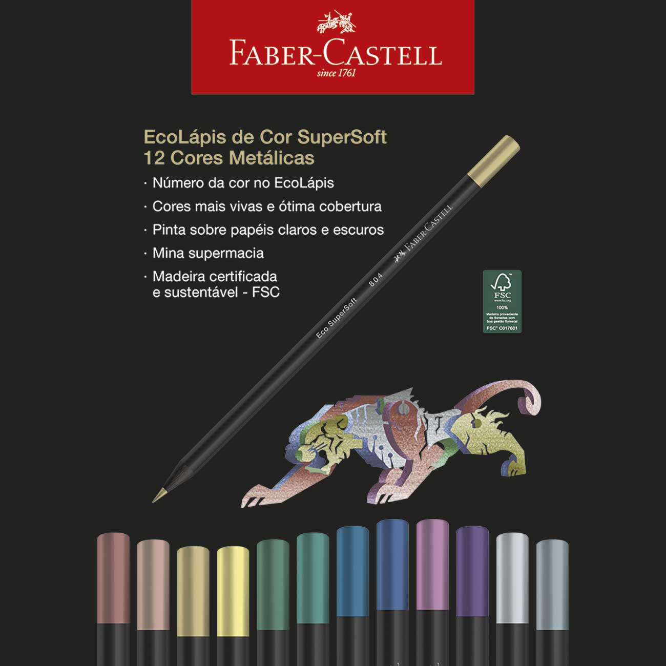 Ecolpis Faber-Castell Supersoft 12 Cores Metlicas