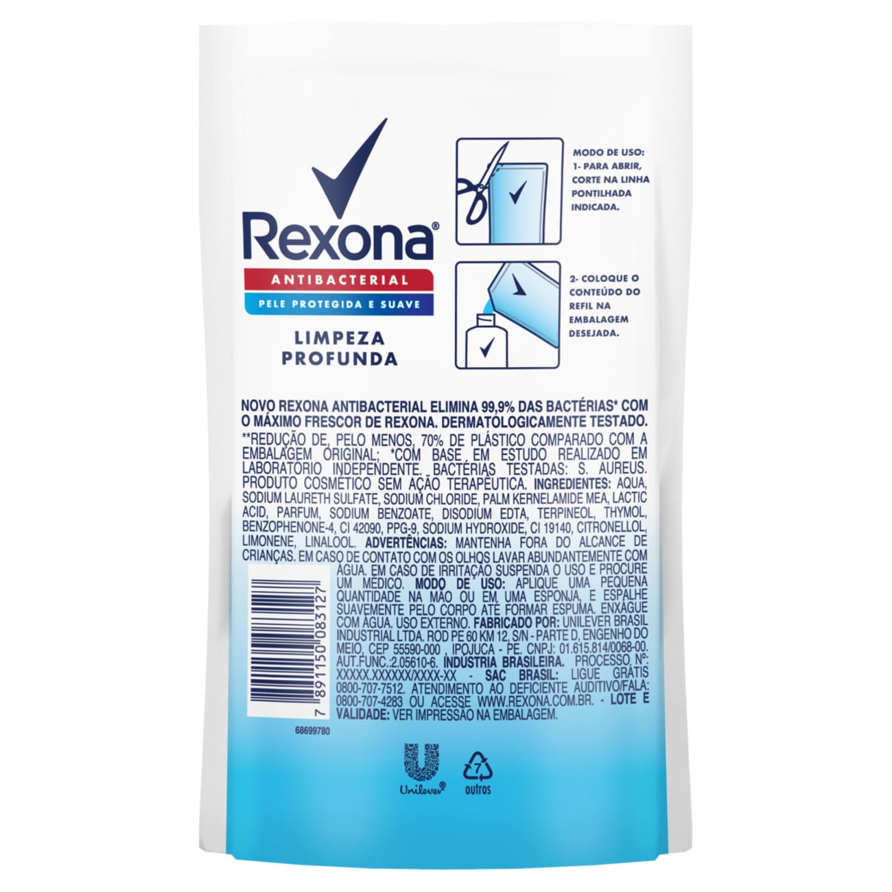 Sabonete Lquido Rexona Antibacterial Limpeza Profunda 200 mL Refil