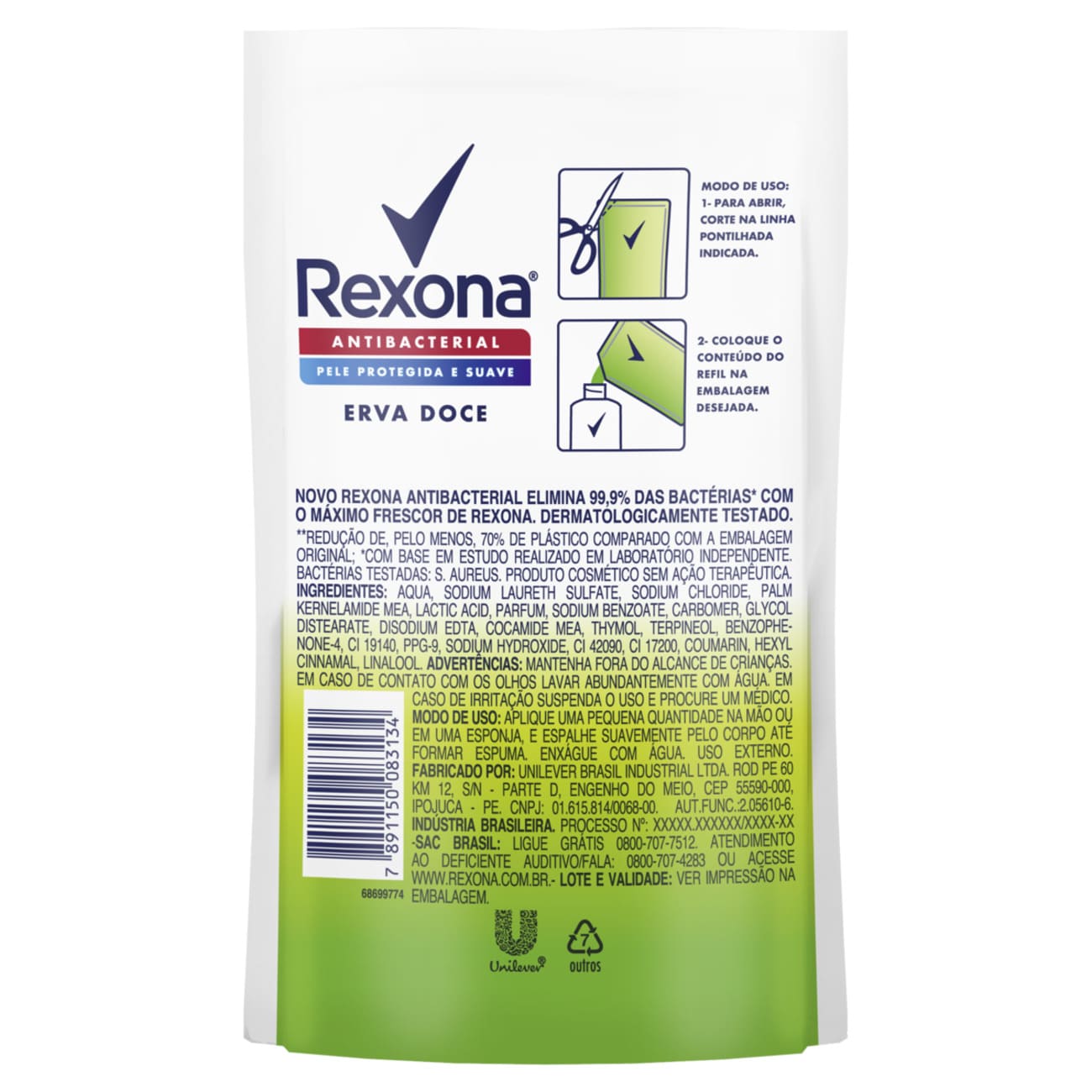 Sabonete Lquido Rexona Antibacterial Erva-Doce 200 mL Refil