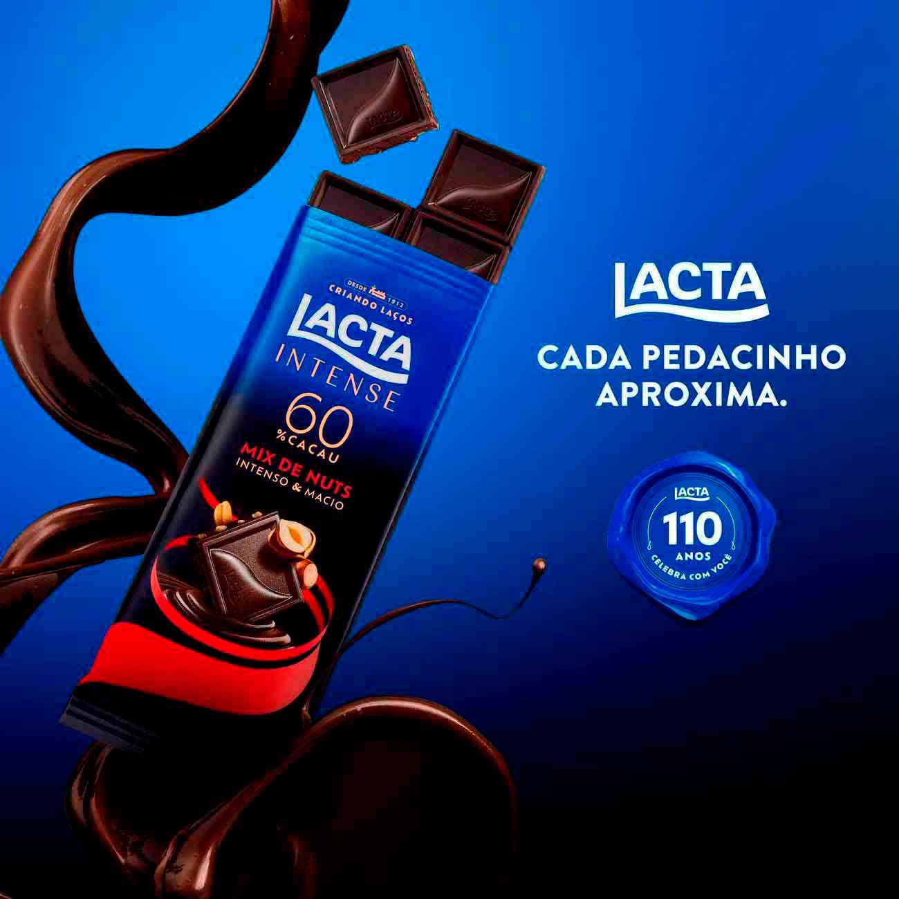 Barra de Chocolate Lacta Intense 60% Cacau Mix de Nuts 85g | Display X 17 unidades