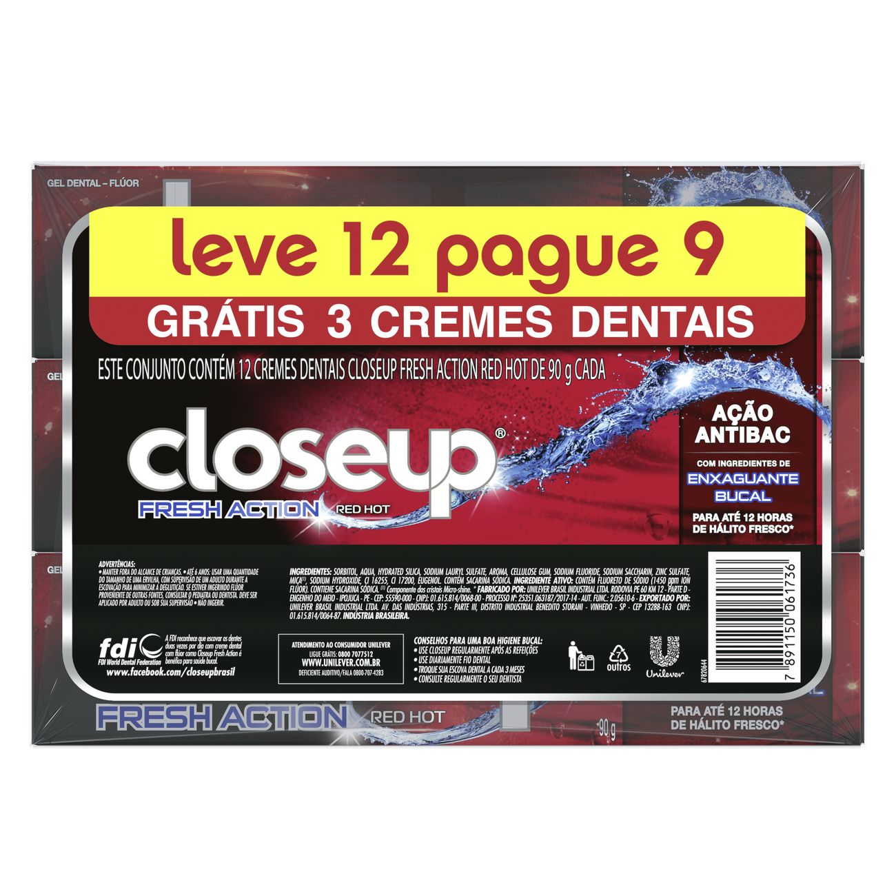 Oferta Gel Dental CloseUp Fresh Action Red Hot 90g Leve 12 Pague 9
