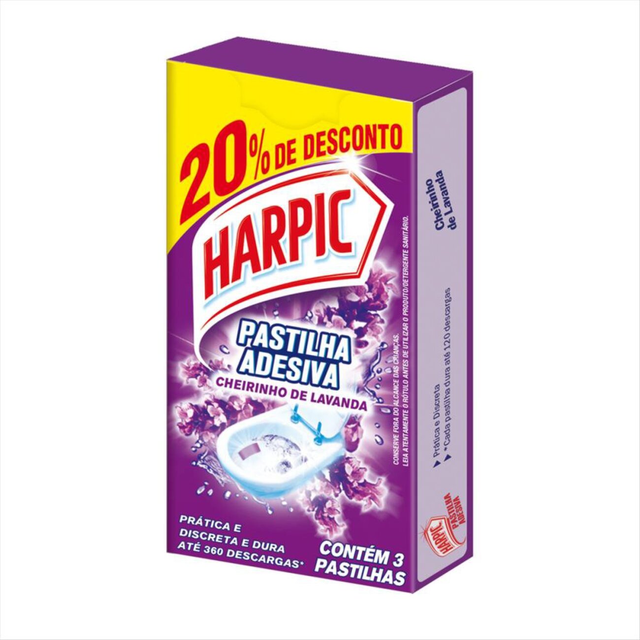 Pastilha Adesiva Sanitria Harpic Lavanda Com 3 Unidades Com 20% de Desconto