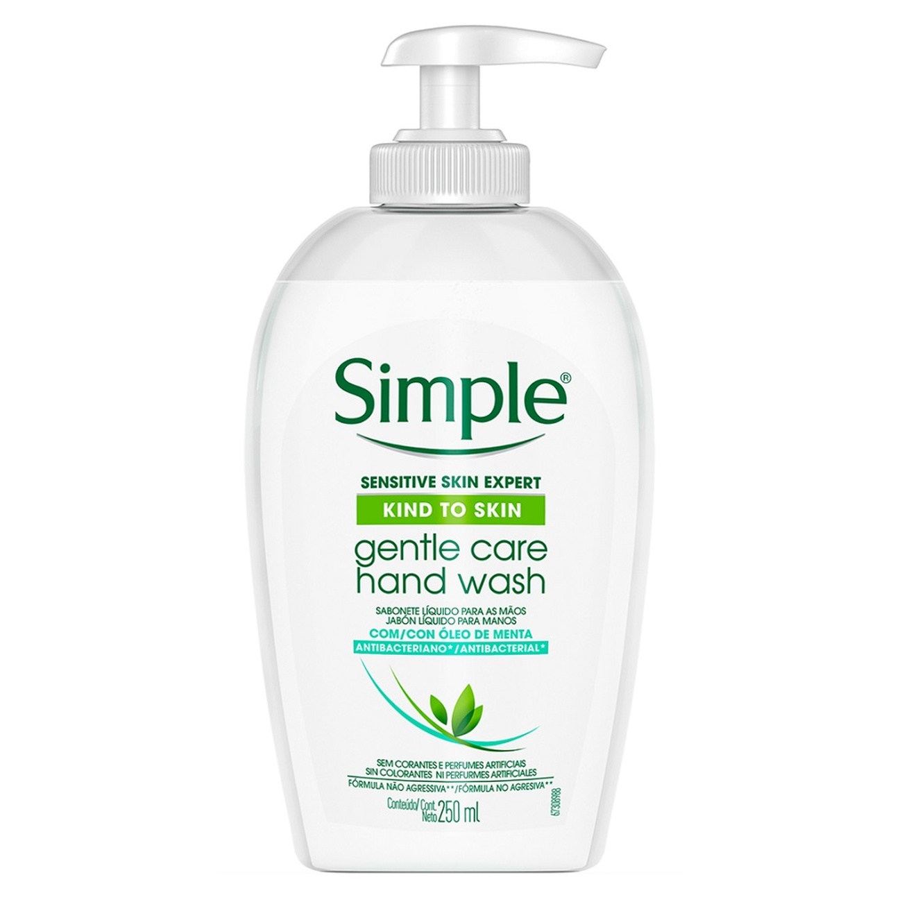 Sabonete Líquido Para Mãos Simple Antibacterial Gentle Care 250ml