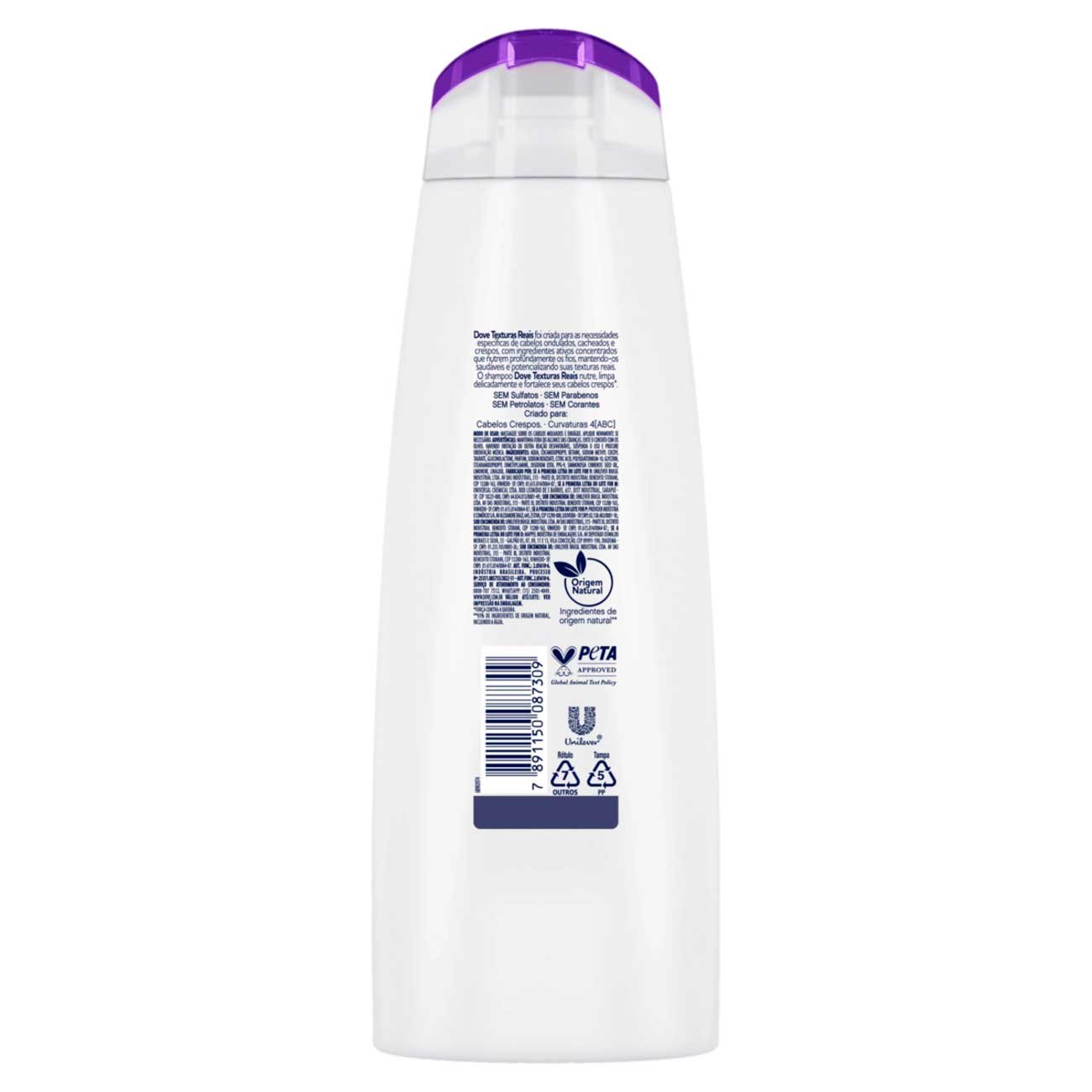 Shampoo Dove Liberdade dos Cabelos Texturas Reais Crespos 355mL