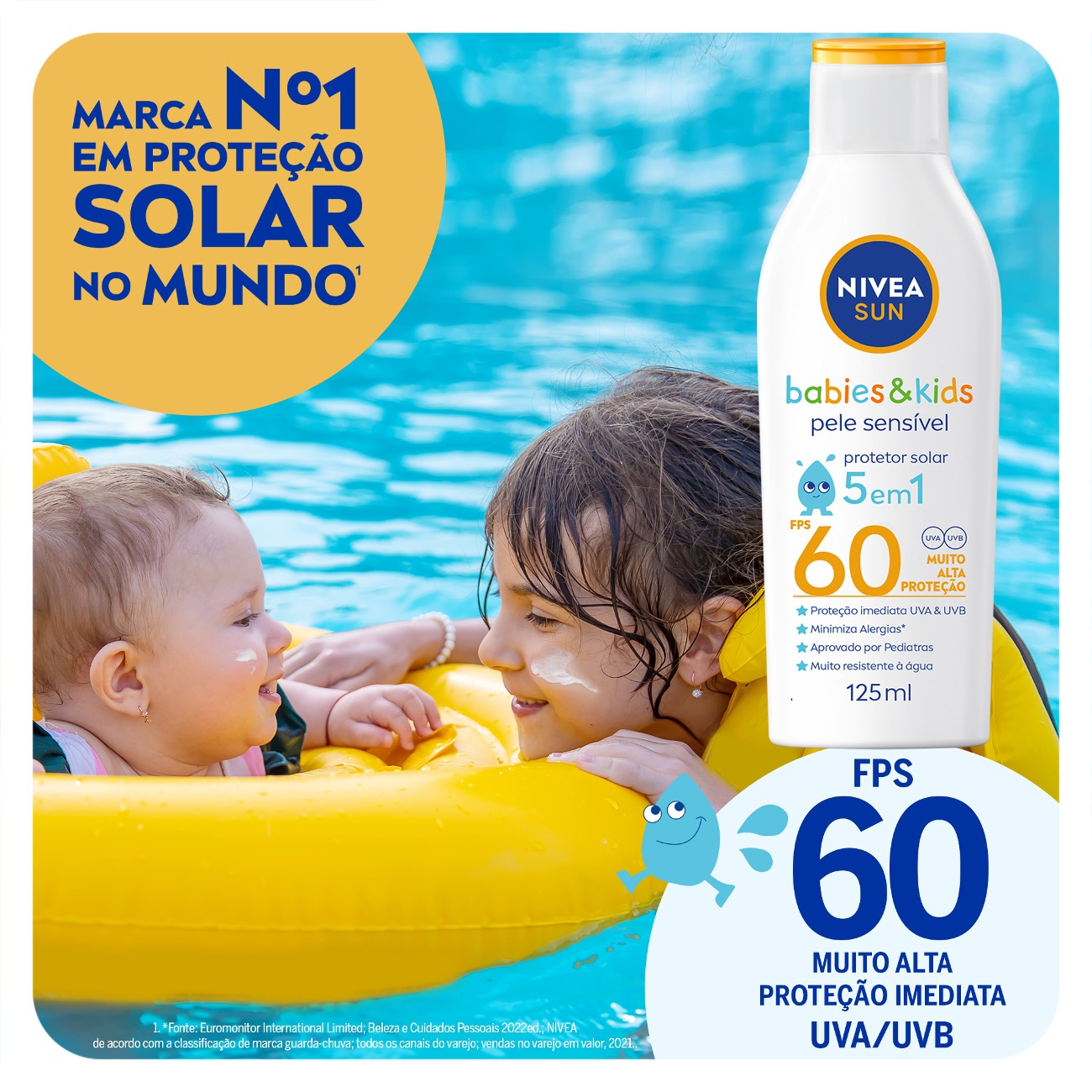 Protetor Solar NIVEA SUN Kids & Babies Pele Sensvel FPS60 125mL