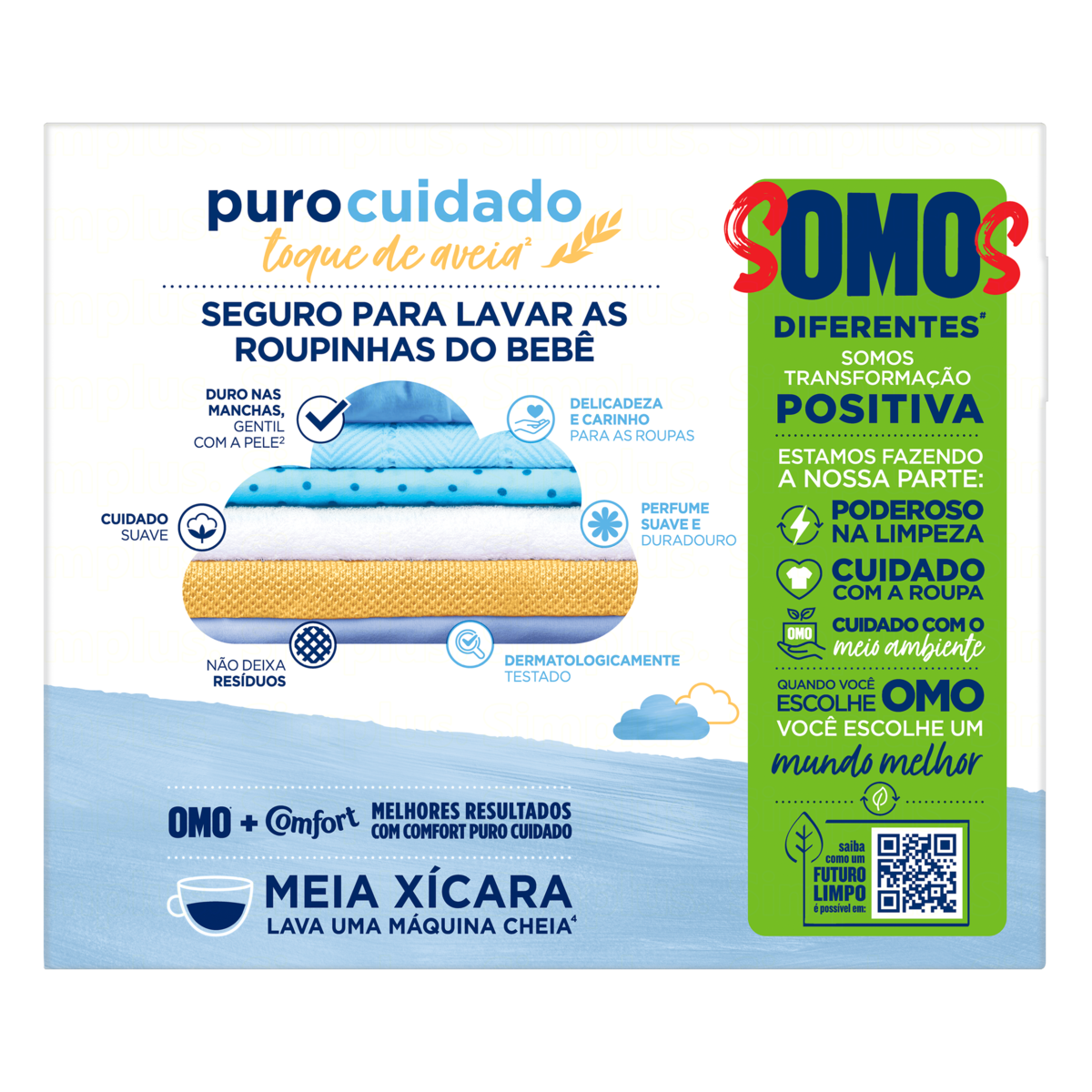 Lava-Roupas em P Omo Puro Cuidado 800g