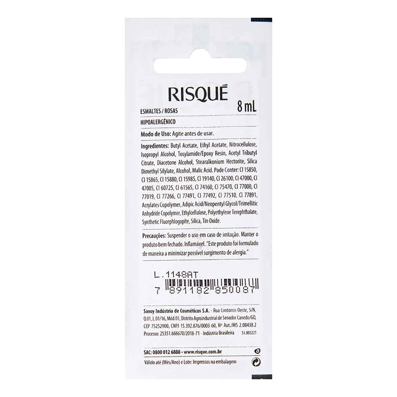 Esmalte Risqu Rosas Natural Duna Blister 8mL