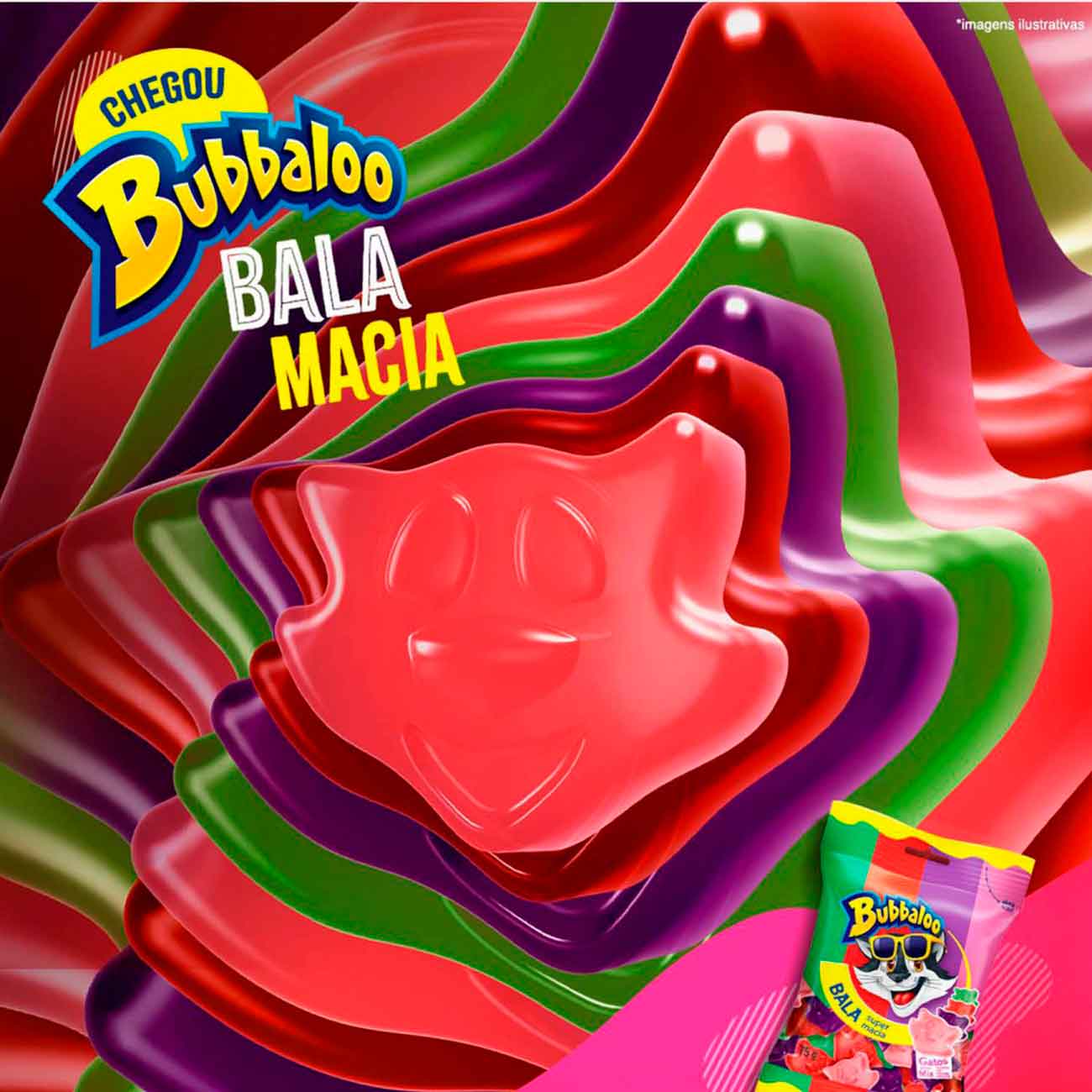 Bala Macia Bubbaloo Mix 15g - 12 Unidades