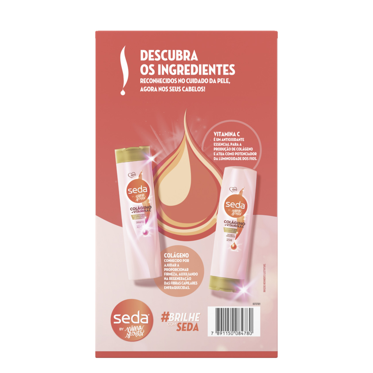 Kit Shampoo e Condicionador Seda by Niina Secrets Colgeno e Vitamina C 325mL