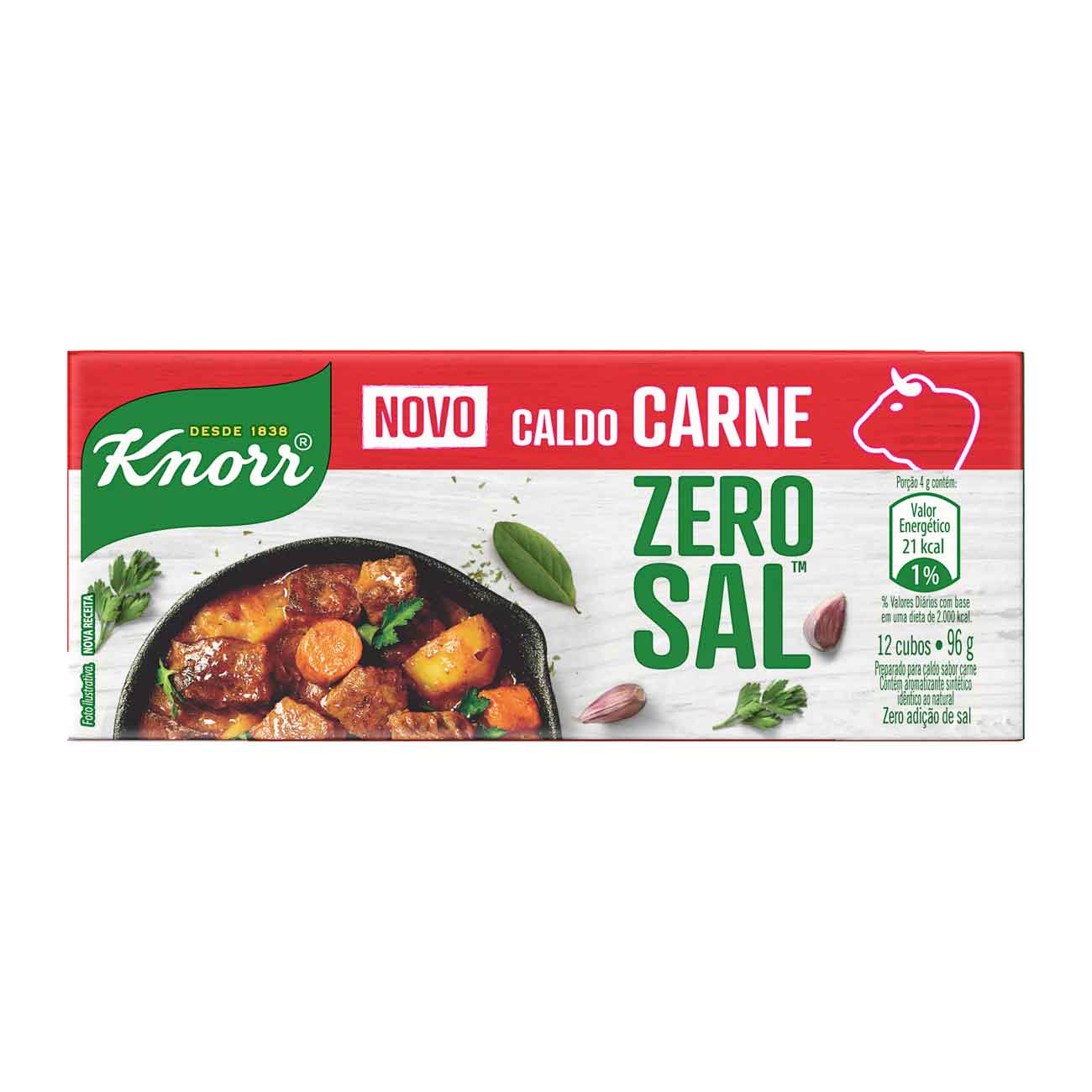 Caldo de Carne Knorr Zero Sal Caixa 96g 12 Tabletes