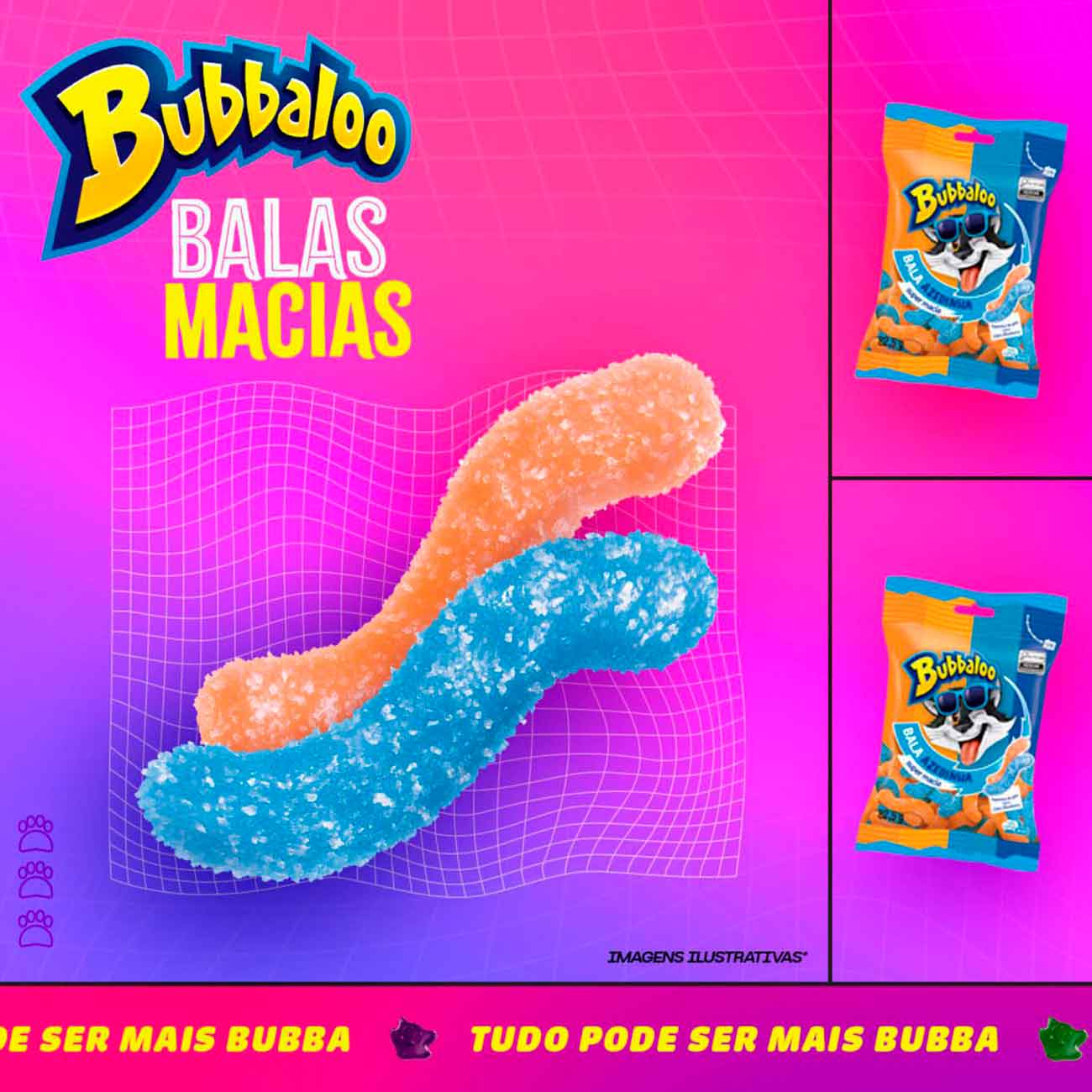 Bala Macia Bubbaloo Citric Blueberry Mix 82,5g