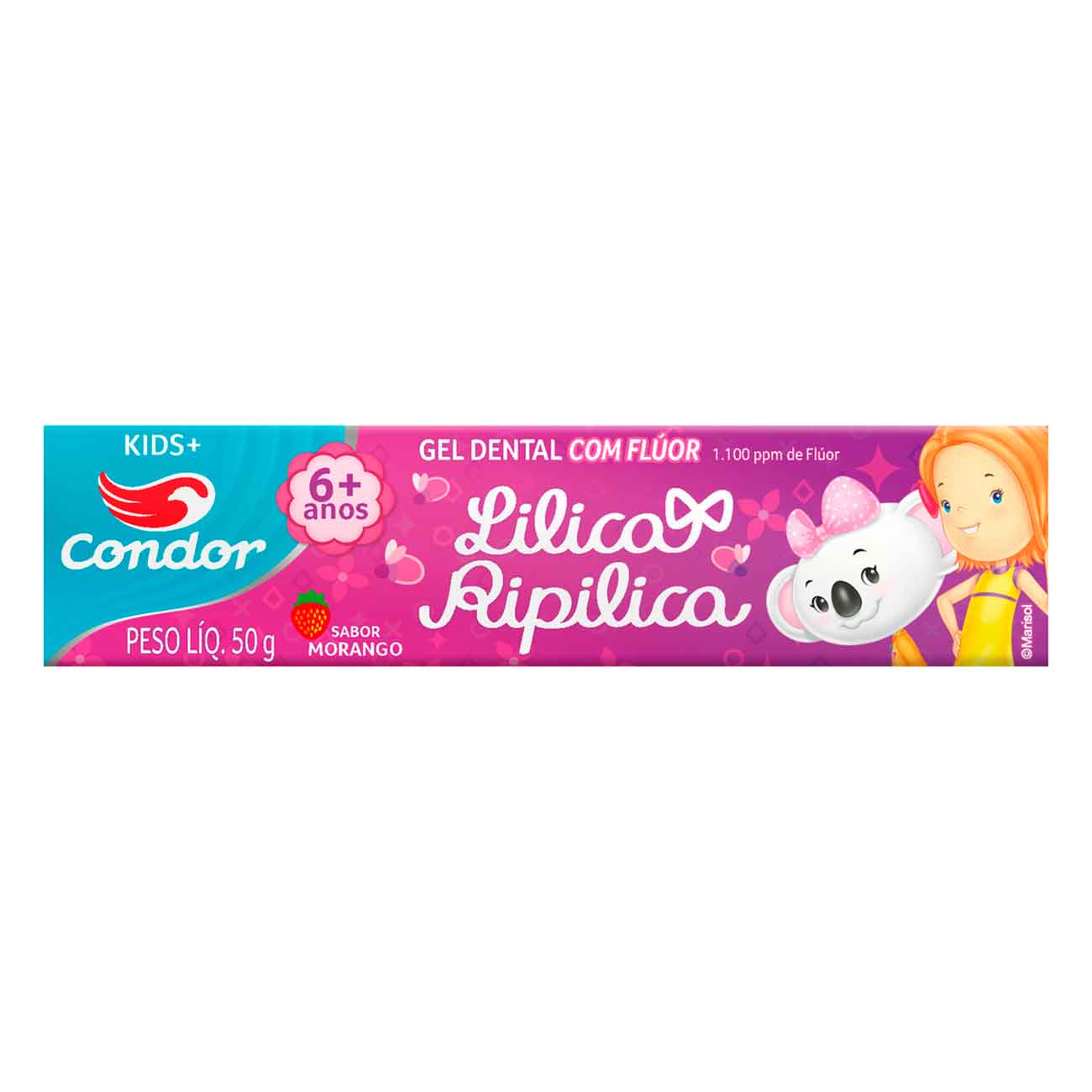 Pack Gel Dental Infantil  Lilica Ripilica Condor Kids+ com Flor Morango 50g