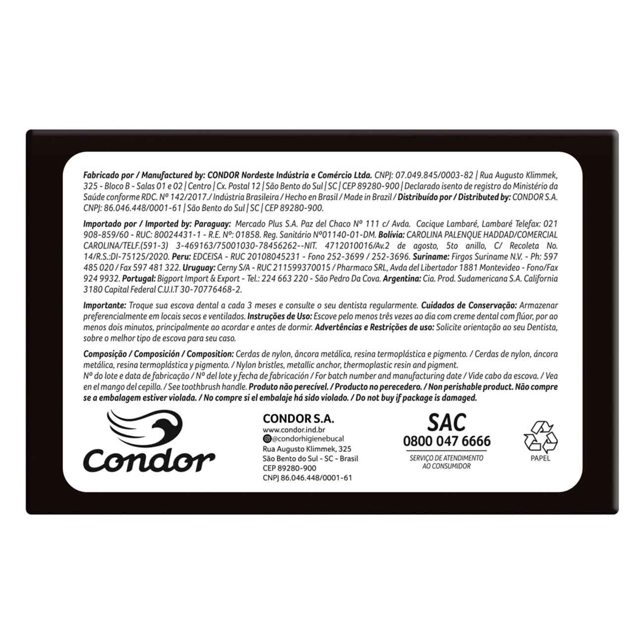 Escova Dental Macia Condor Trip Cabea M 24 Unidades Black Edition