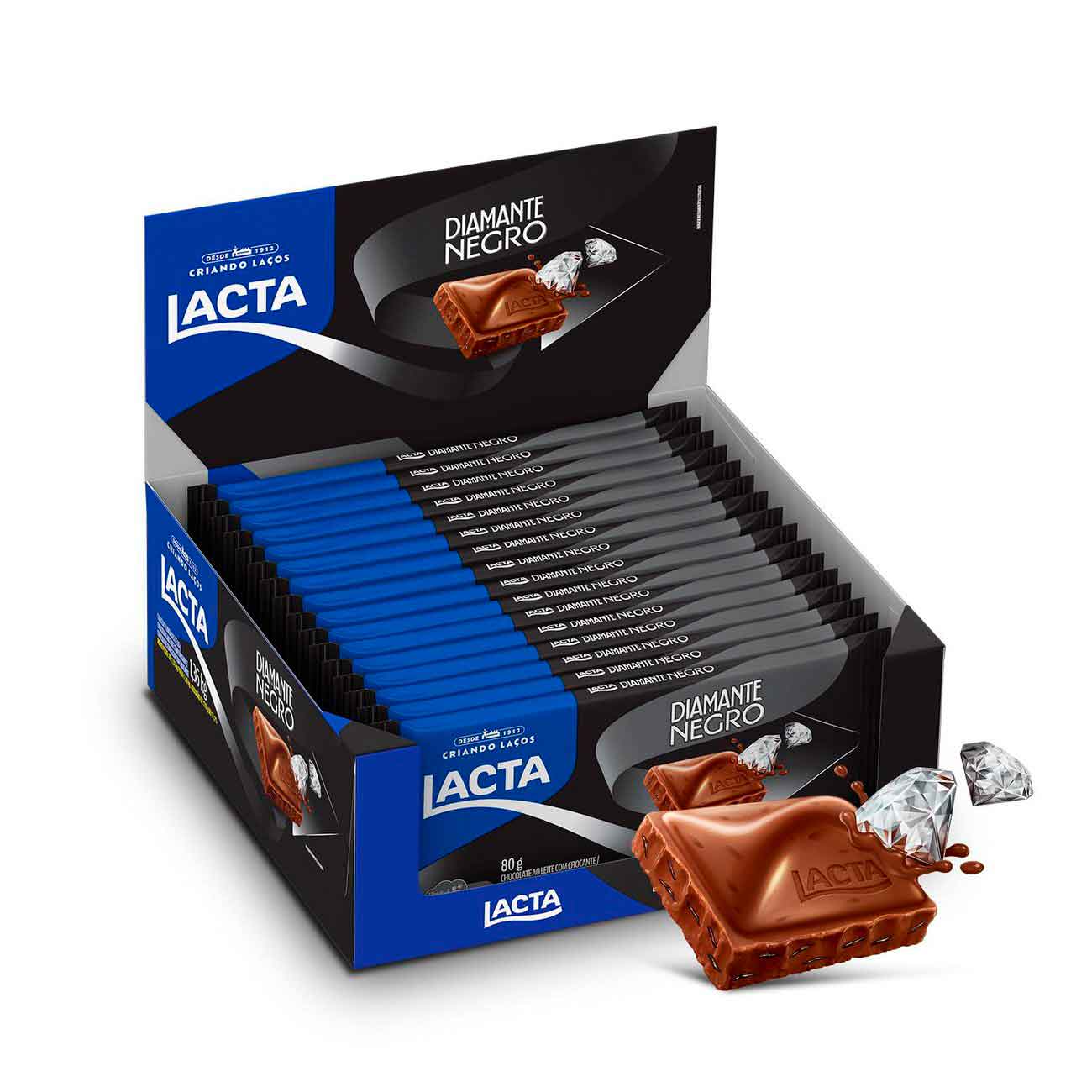 Chocolate Lacta Diamante Negro 80g | Display 17 unidades
