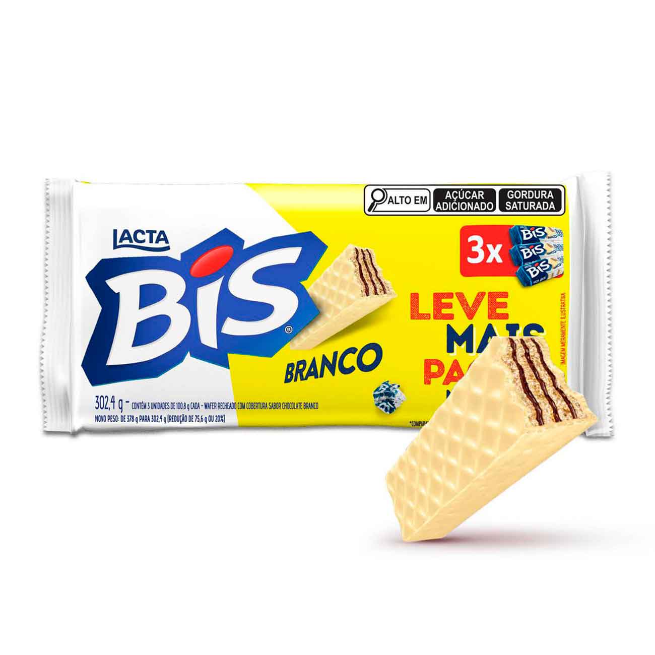 Chocolate Bis Branco - Kit com 3 Unidades de 100,8g