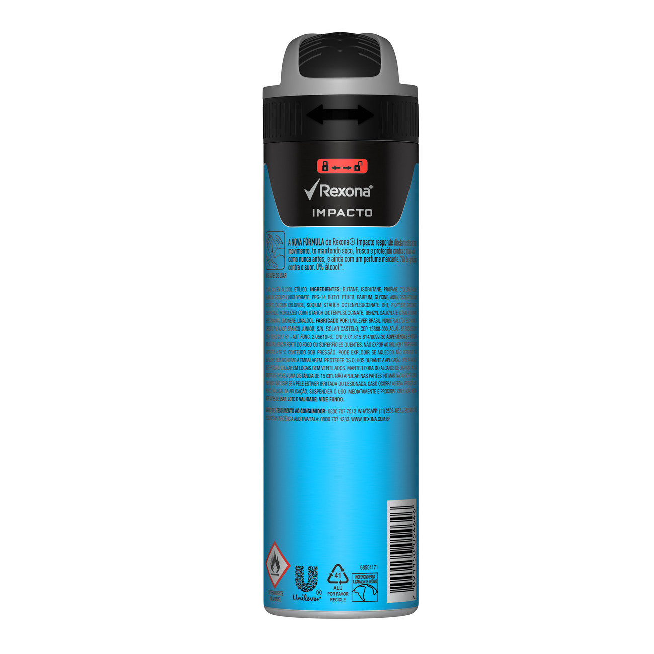 Desodorante Antitranspirante Rexona Men Aerosol Impacto 72 horas 150mL