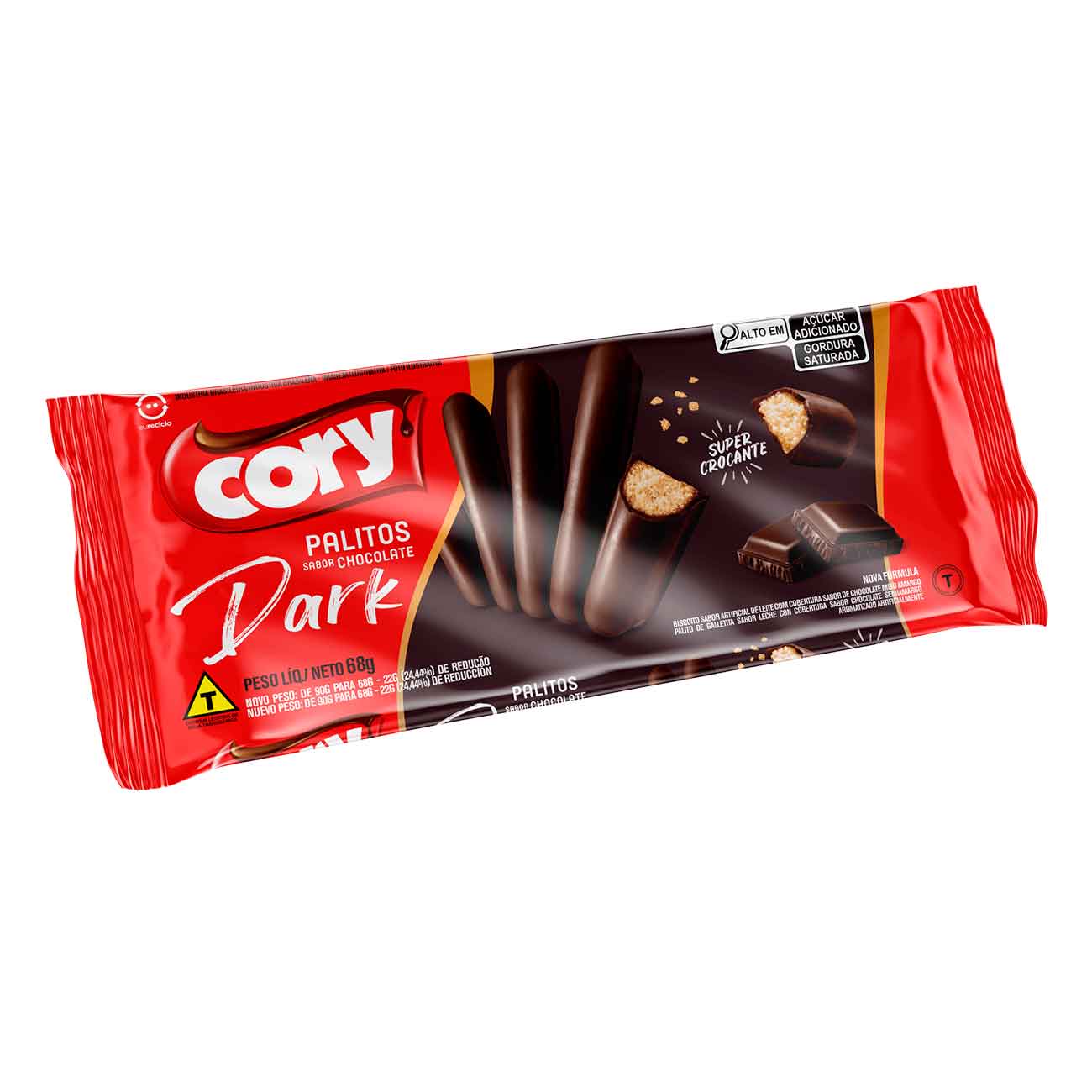 Palitos Cory Chocolate Meio Amargo 68g