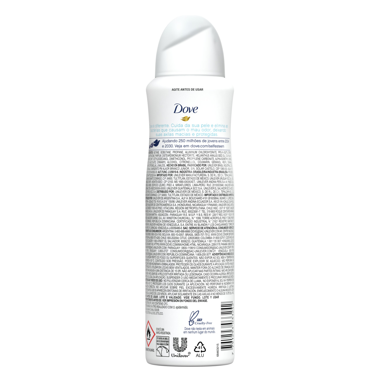 Desodorante Antitranspirante Aerossol Dove Antibacteriano Cuida & Protege 150mL
