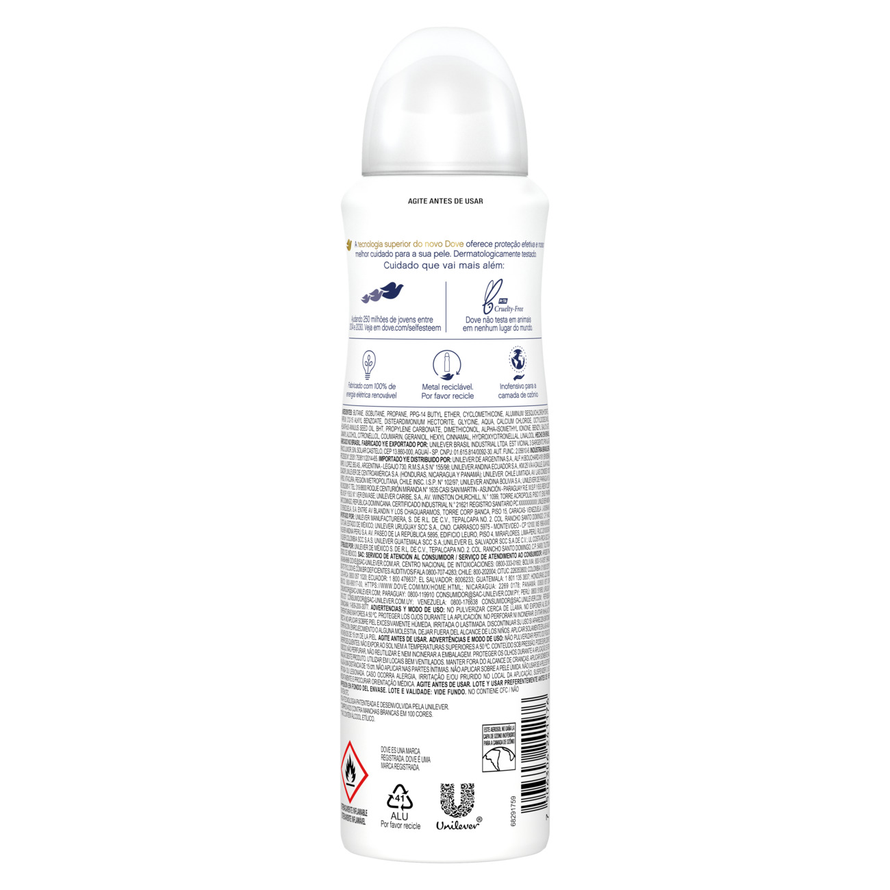 Desodorante Antitranspirante Dove Aerosol Invisible Dry 150mL