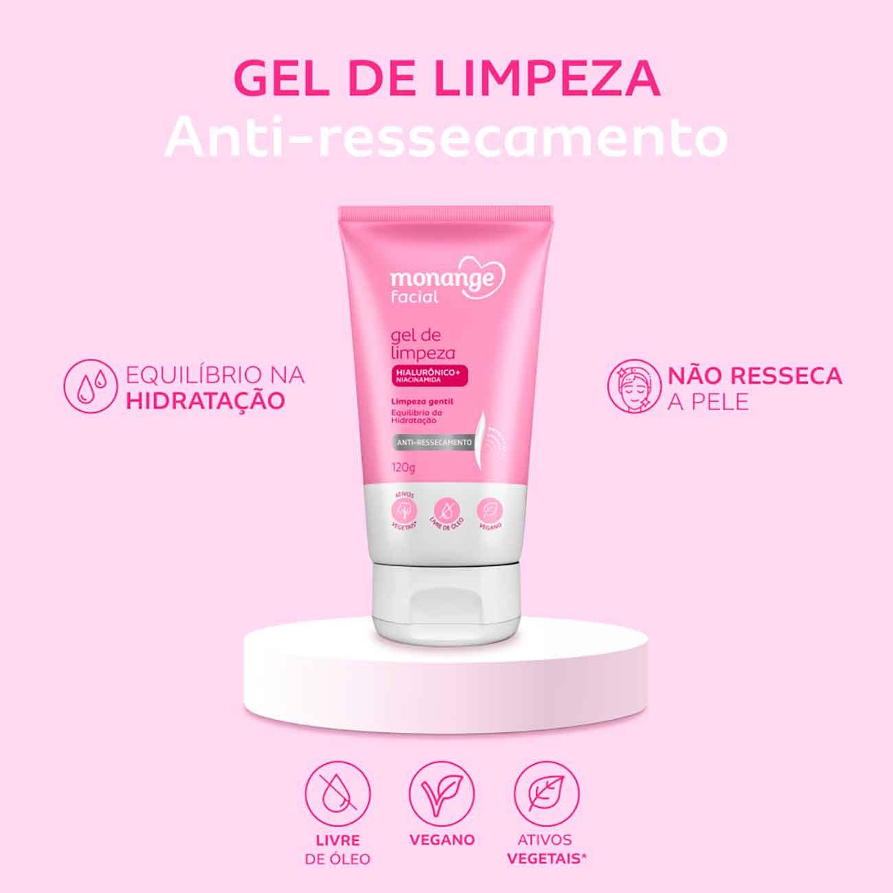 Gel de Limpeza Monange Facial Anti-Ressecamento 120g