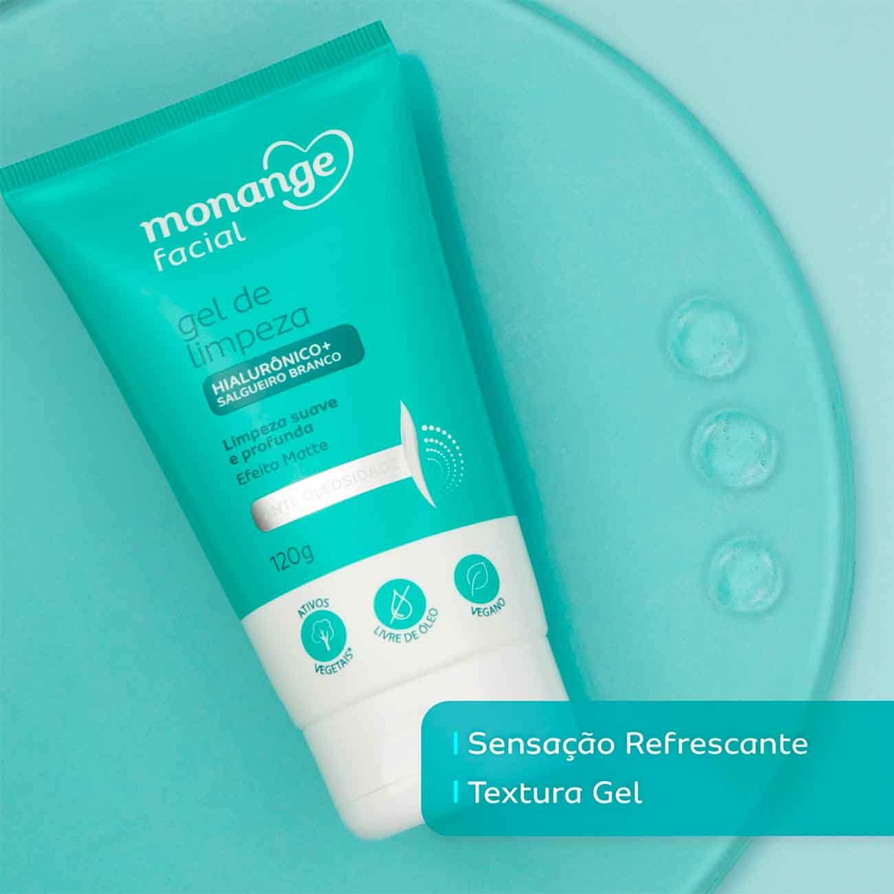 Gel de Limpeza Monange Facial Anti-oleosidade com cido Hialurnico e Salgueiro Branco 120g