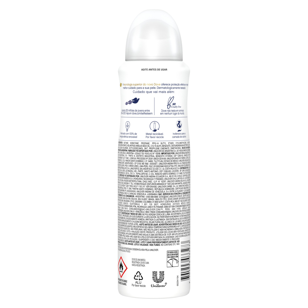 Desodorante Antitranspirante Dove Aerosol Sensitive 150mL