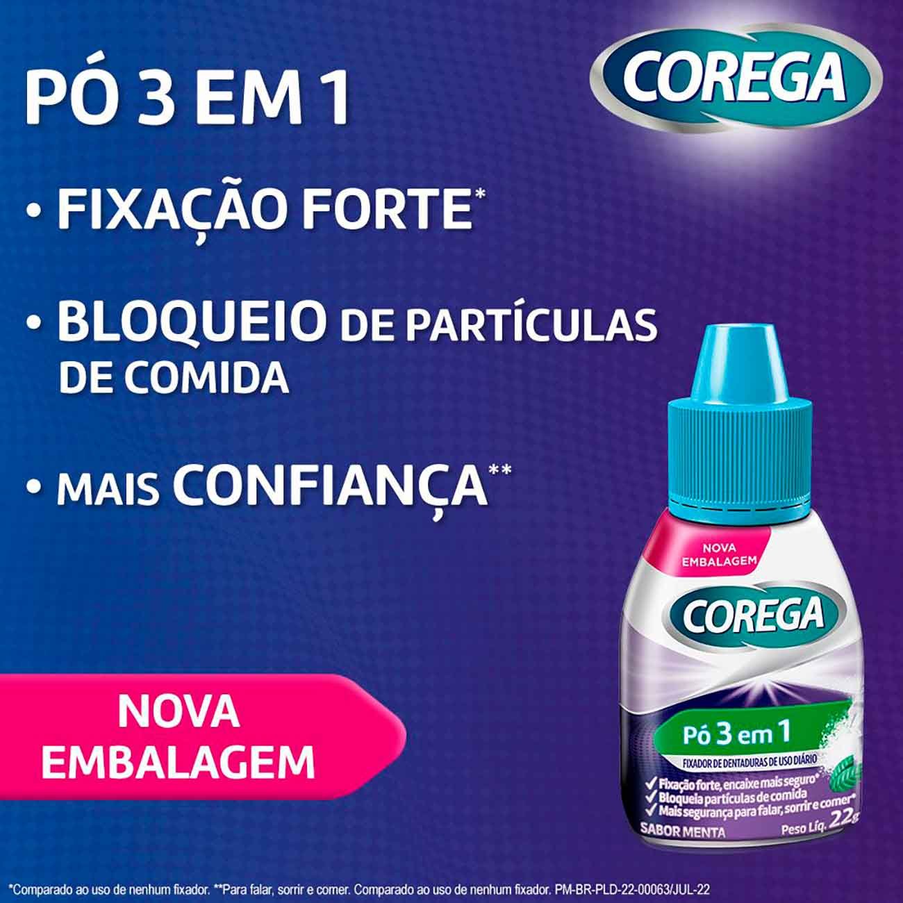 Fixador para Dentaduras Corega em P Sabor Menta 22g