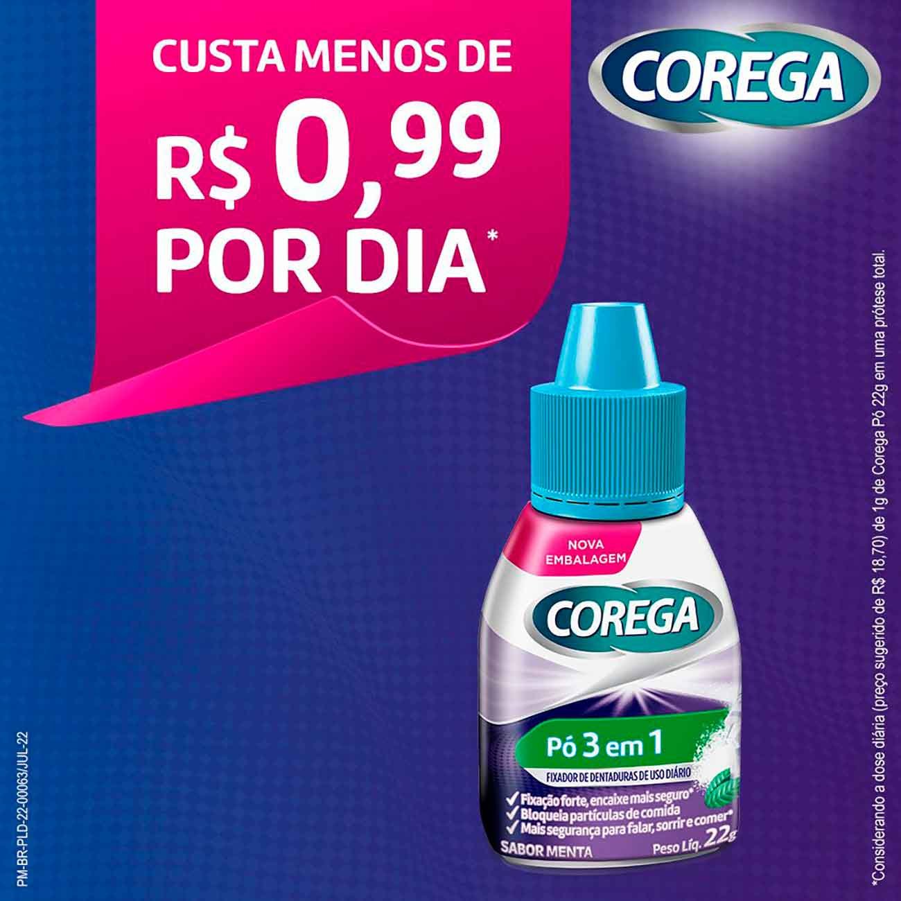 Fixador para Dentaduras Corega em P Sabor Menta 22g