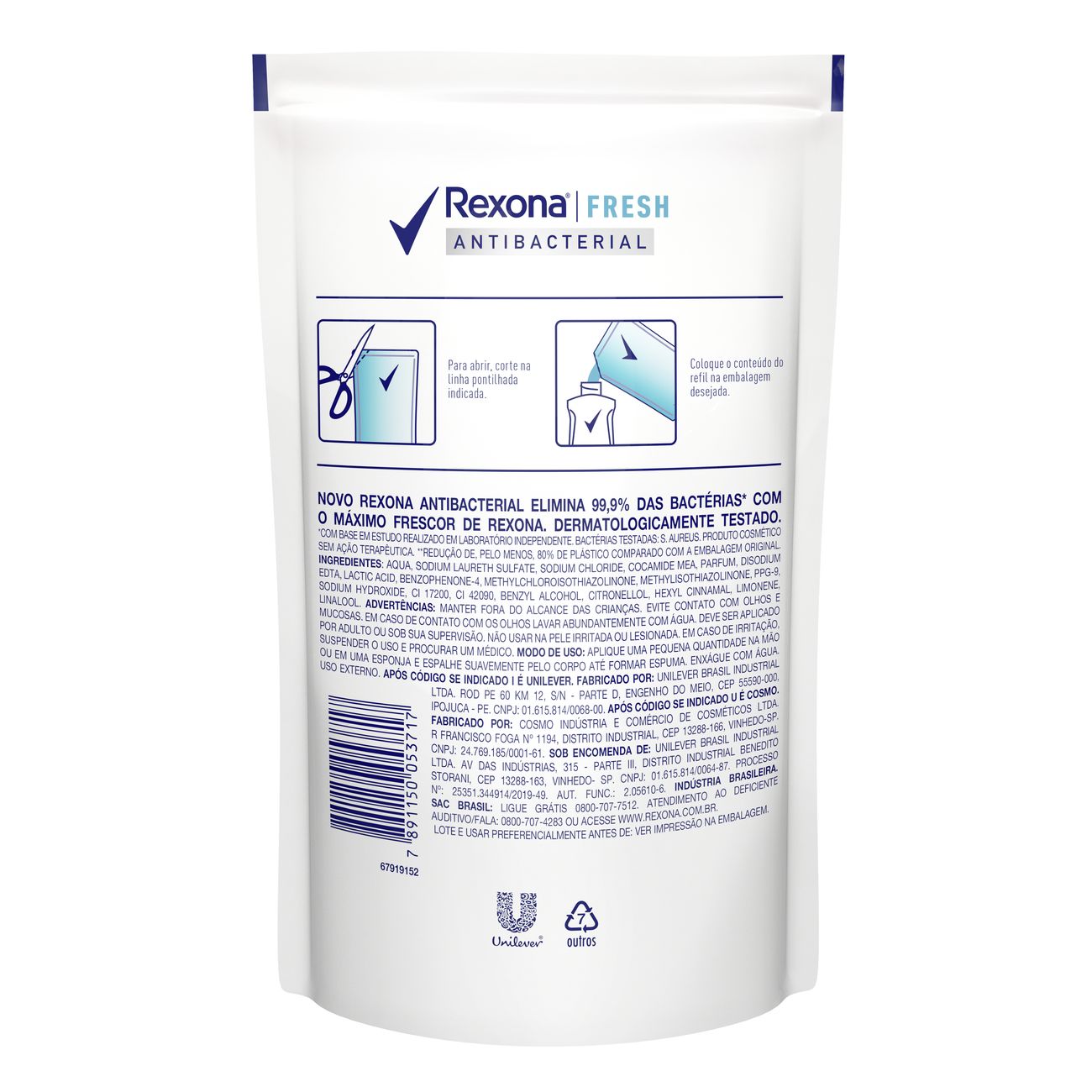Sabonete Líquido REXONA Antibacterial Fresh 200ML Refil