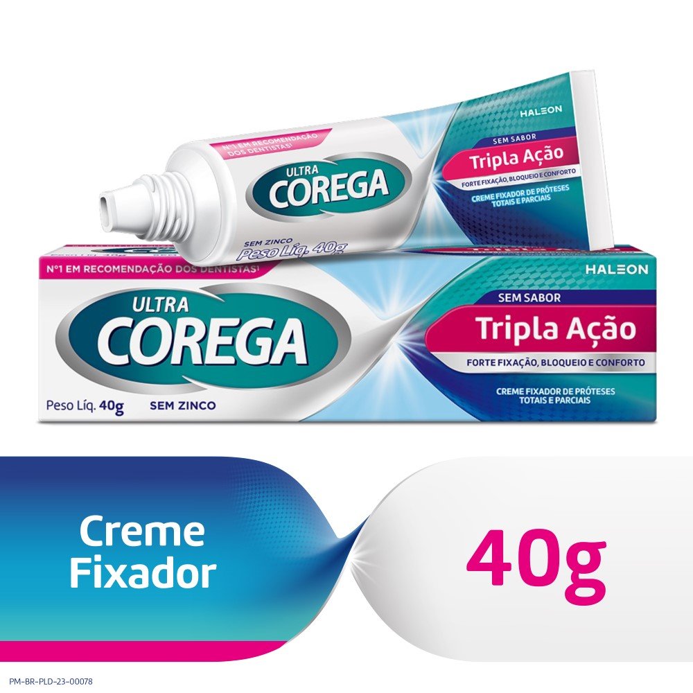 Fixador de Dentaduras Corega Ultra Tripla Ao Creme 40g