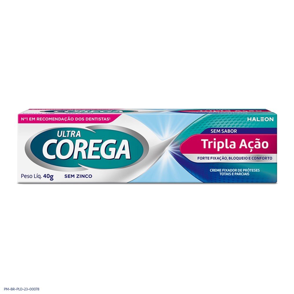 Fixador de Dentaduras Corega Ultra Tripla Ao Creme 40g